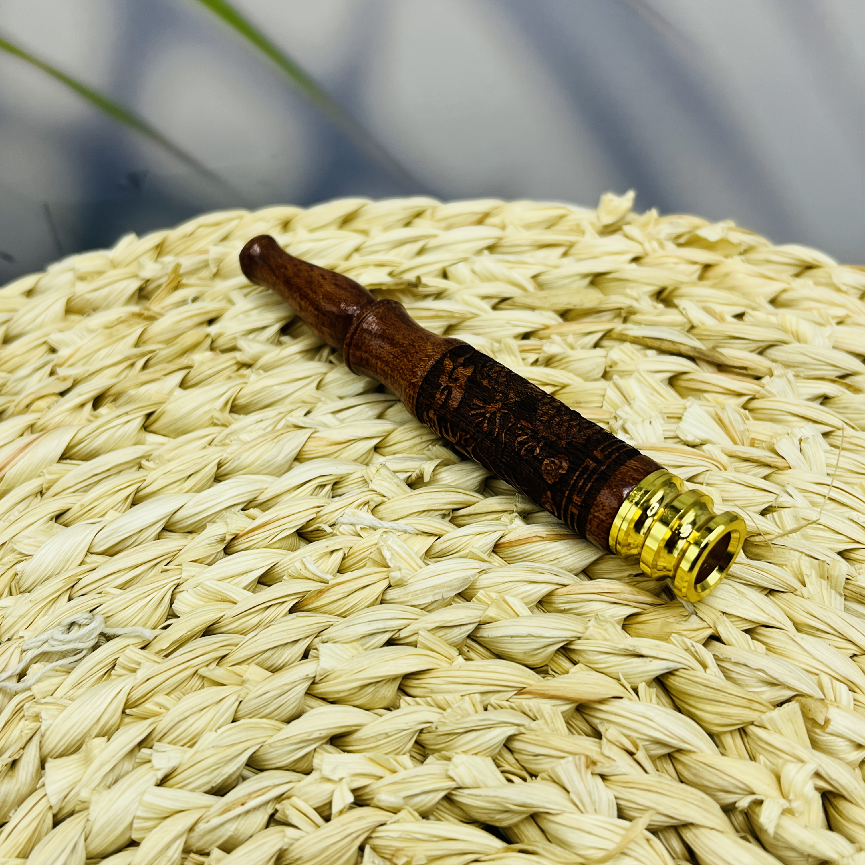 Solid Wood pipe Wooden Carved Flip-Top 3.18 Inch