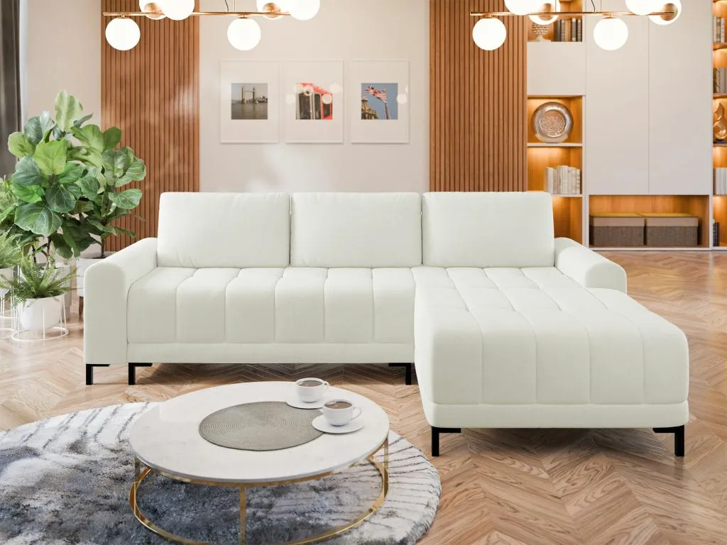 Sofá rinconero Lluesmahome 100 Blanco Función de descanso Caja de ropa de cama 258cm 09411SELA