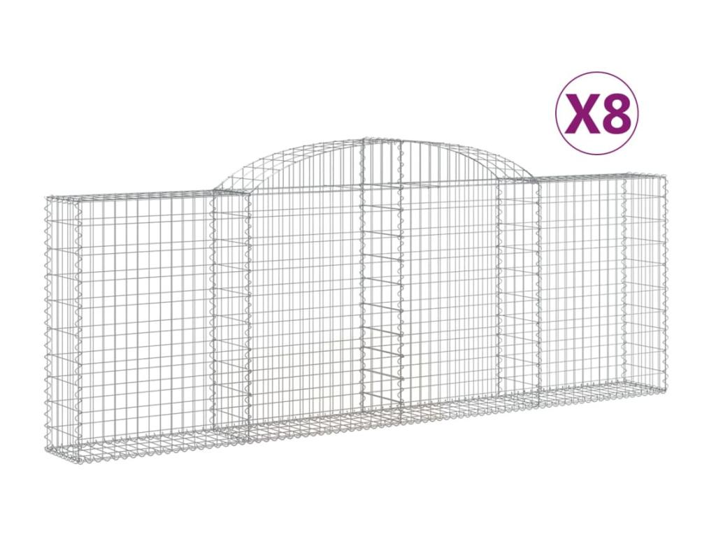 Cestas de gaviones arqueadas 8 piezas 300x30x100/120 cm hierro galvanizado