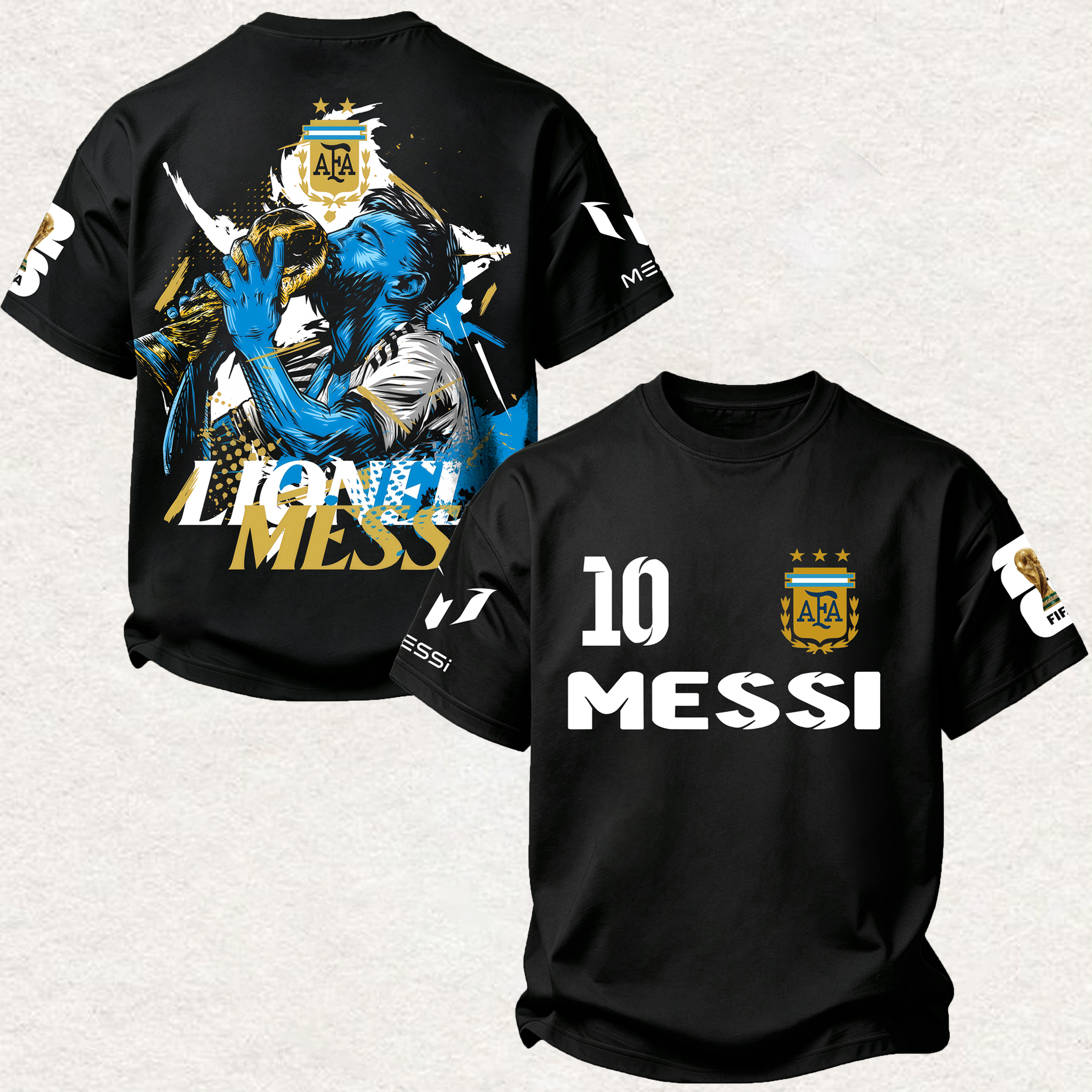 Argentina Football Hero Champion Graphic Printed Oversized Unisex T-shirt
