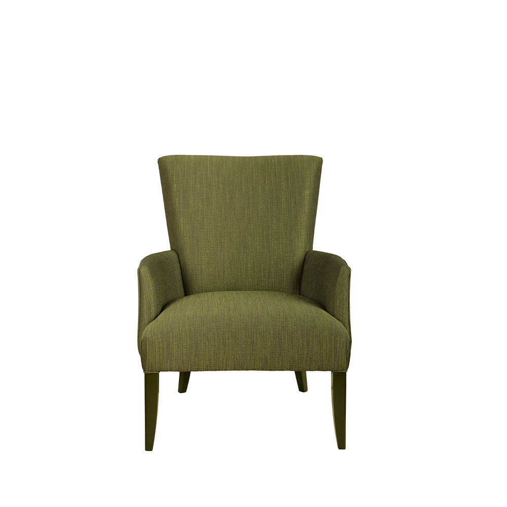 FAUTEUIL CONTEMPORAIN VILLA RENÉ LALIQUE RAISINS - CRISTAL LUSTRÉ OR, LAQUÉ VERT ET TISSU VERT