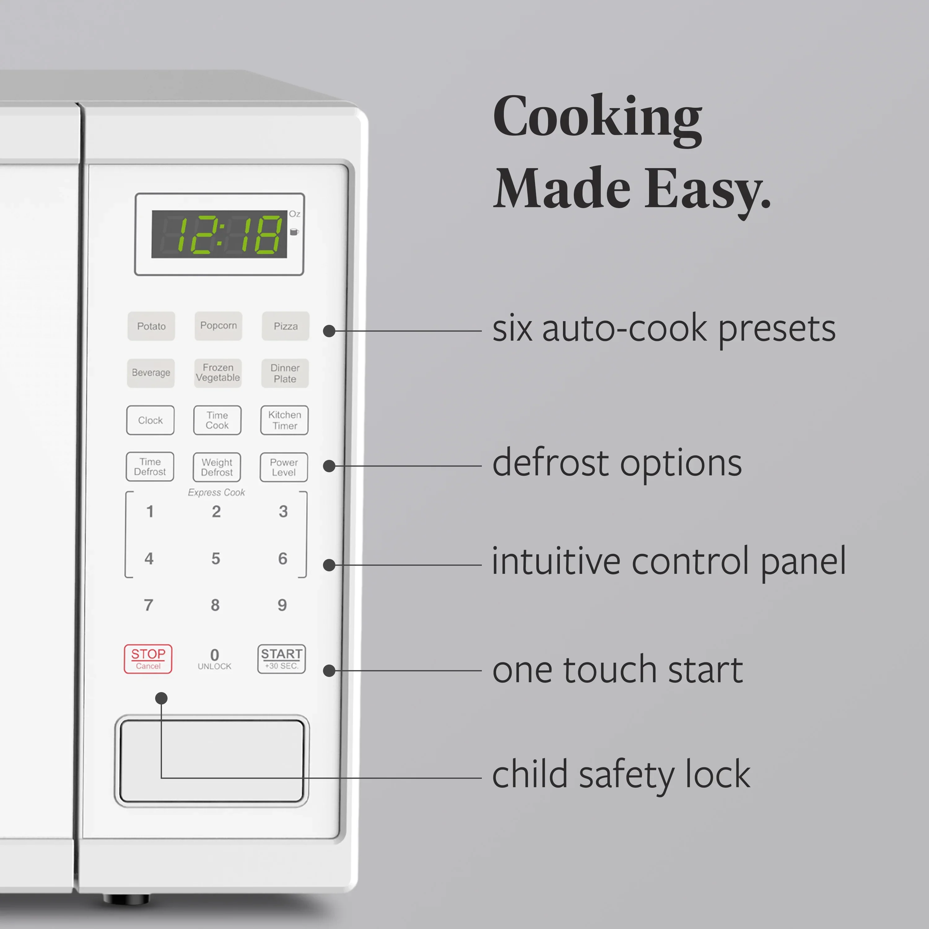 Farberware FMGZ09BKA 0.9 Cu. Ft. Microwave Oven, 900W, Digital Control, LED Display, 6 Cooking Presets, Black