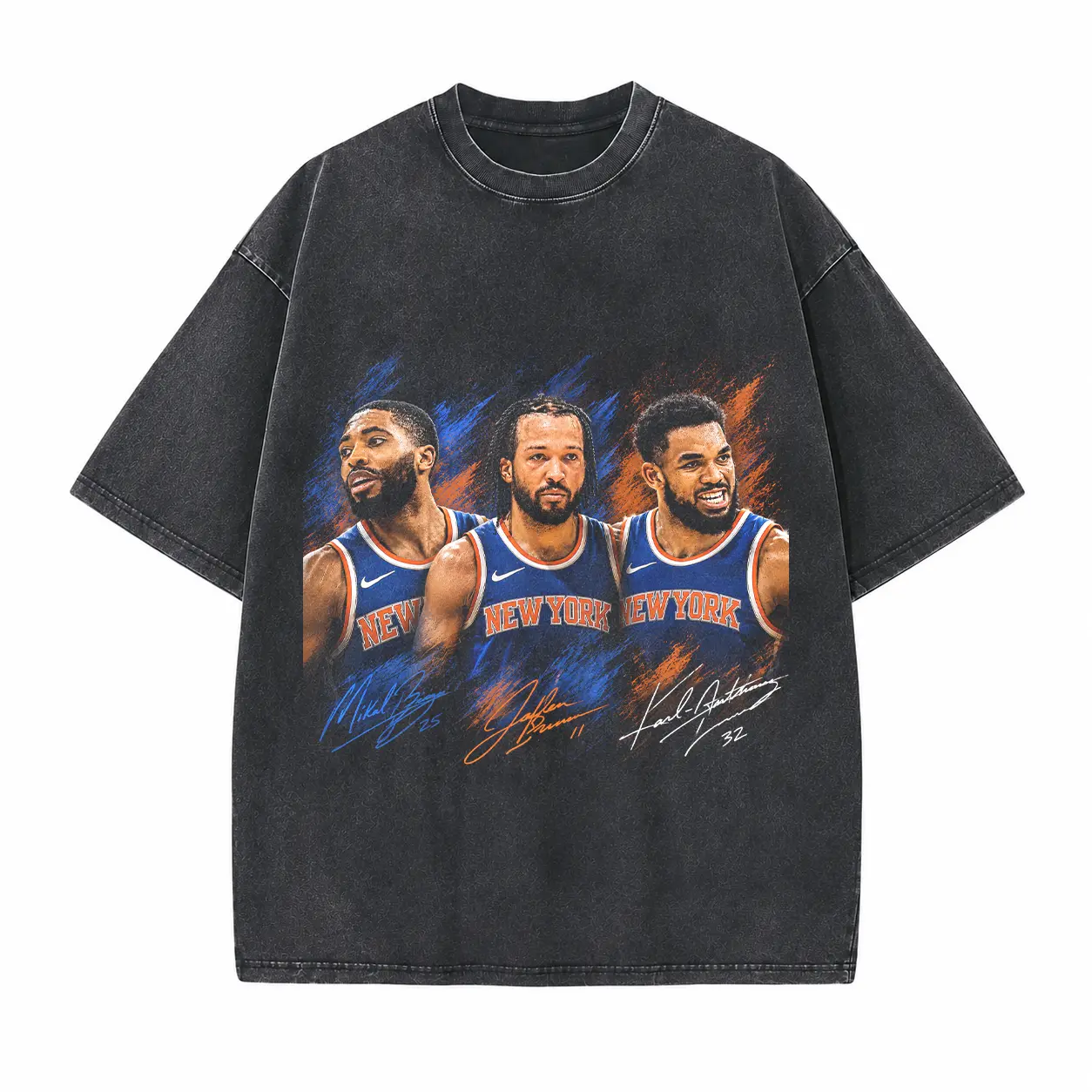 Basketball Big 3 Graphic Printed Unisex Washed T-Shirt