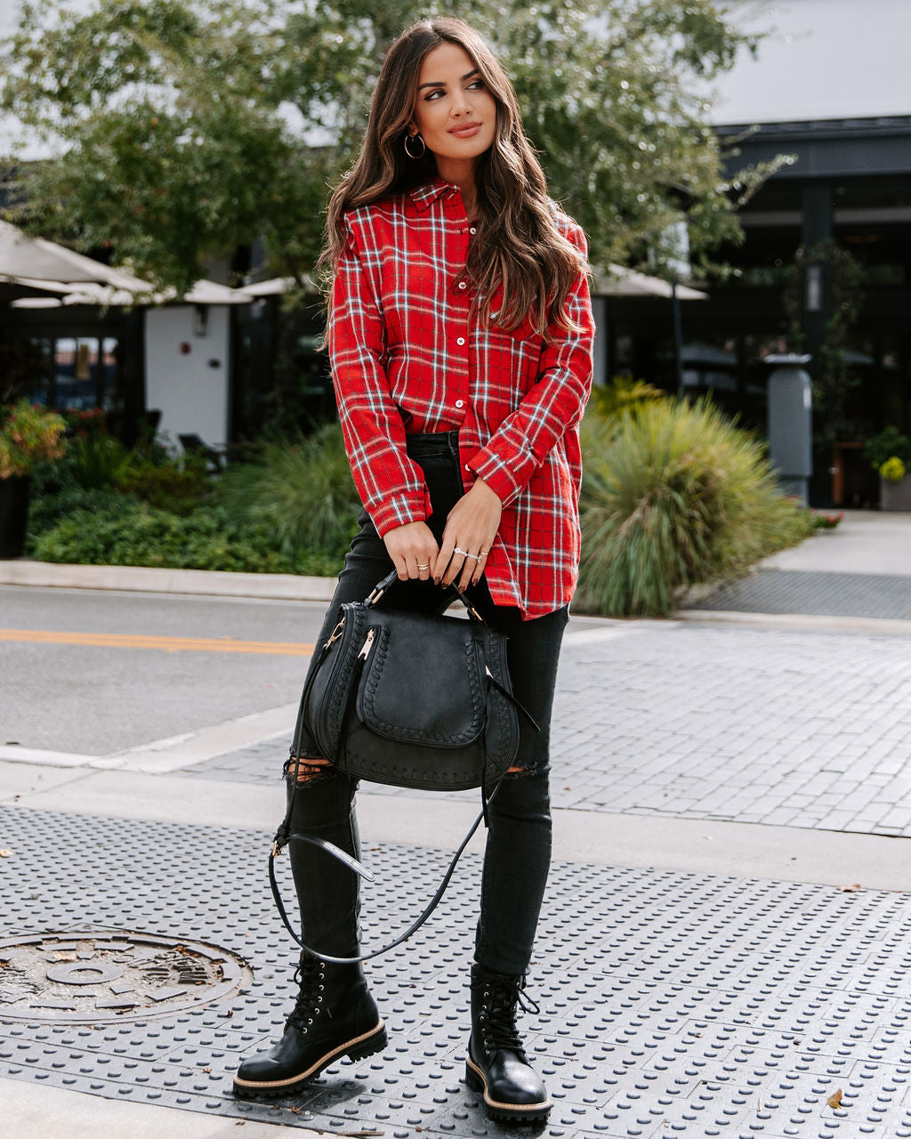 Kristen Plaid Button Down Top - Red - Se7enfashion