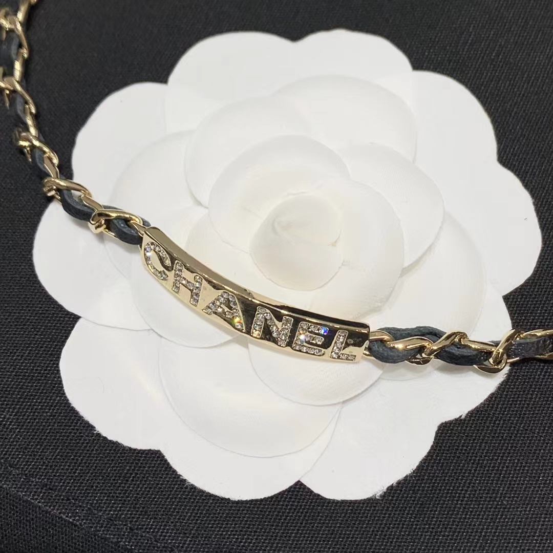 Chanel Leather Cuban Chain Choker Necklace - Original Replica Club