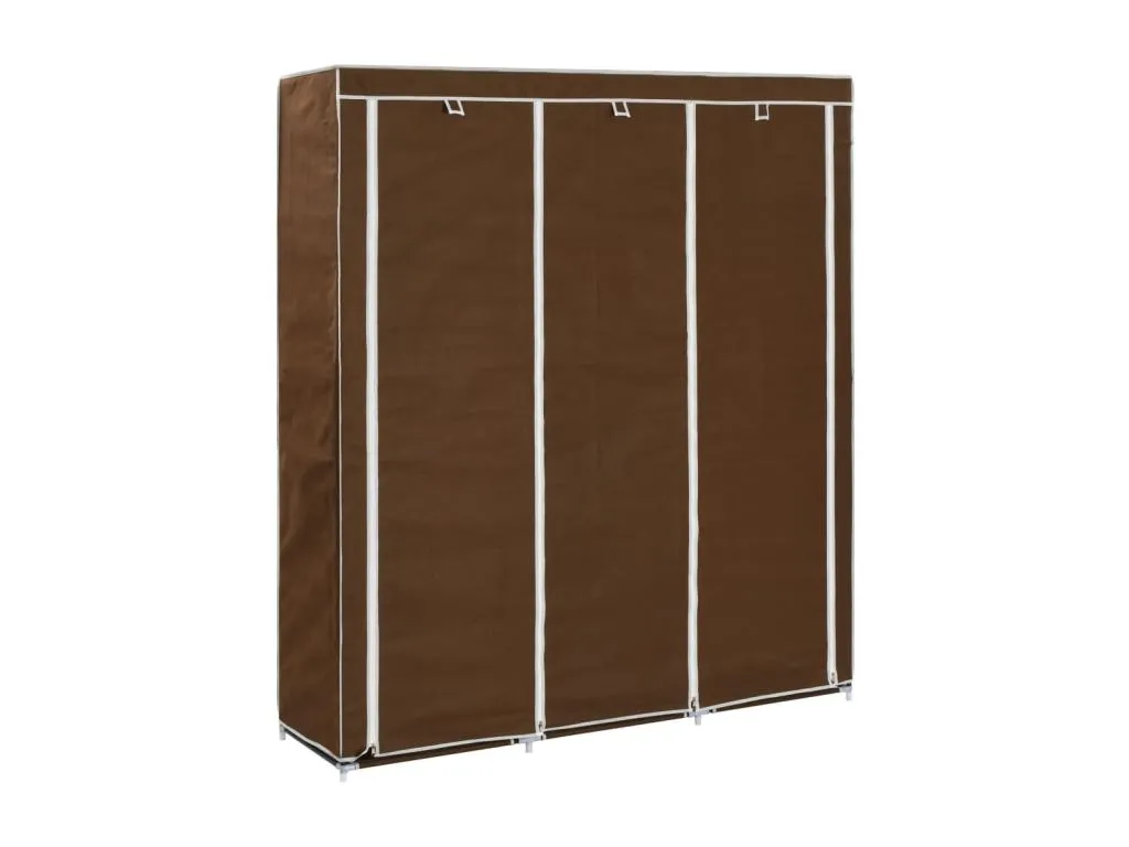 Armario con compartimentos y barras Marrón 150x45x175 cm Tela XMVC32221