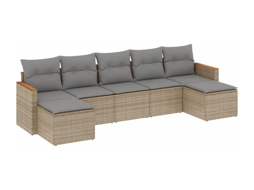 Luxmbls Set sofás de jardín 7 piezas y cojines ratán sintético beige ANUE60686