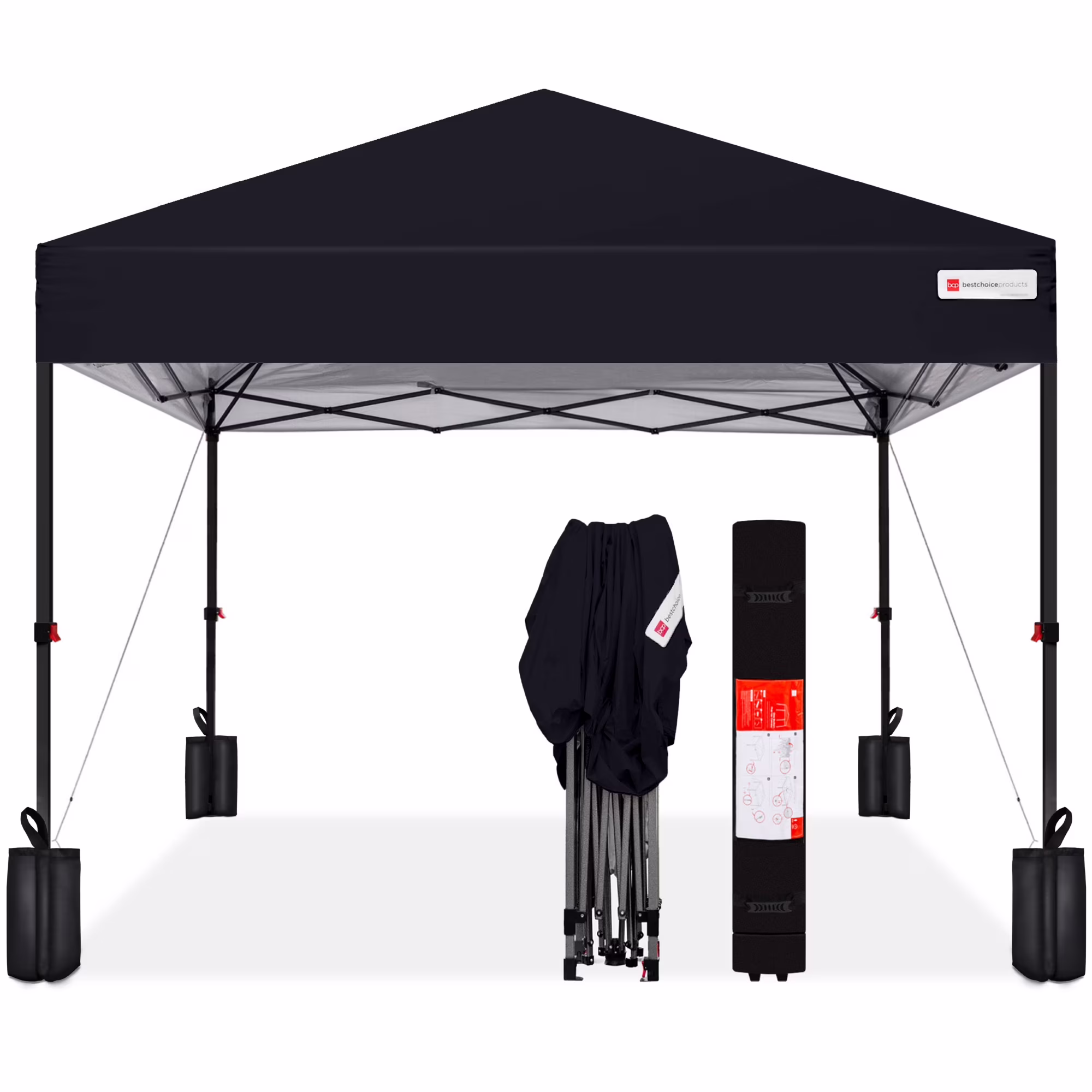 Best Choice Products 12x12ft Easy Setup Pop Up Canopy w/ 1-Button Setup, Wheeled Case, 4 Weight Bags - Navy Blue - Image 11