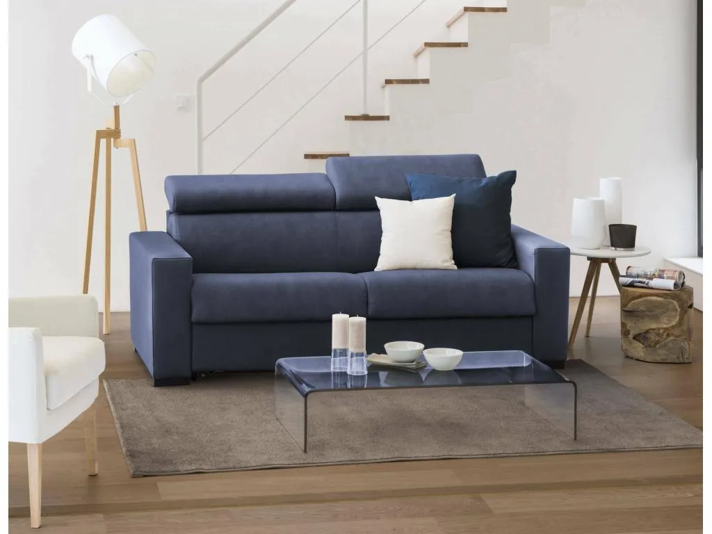 Decounico Sofá Cama Sofá de 3 plazas Made in Italy Sofá de salón con apertura giratoria con reposacabezas regulables y reposabrazos estándar