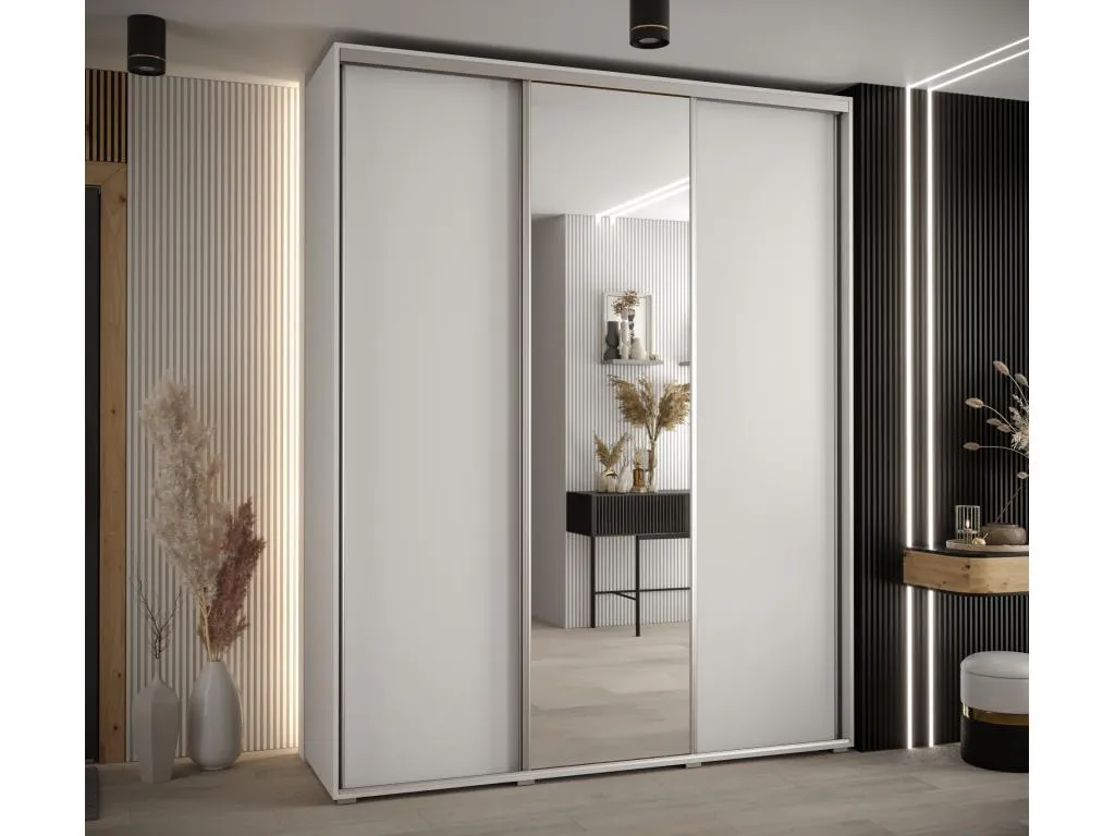 ARMARIO Boverdeco 3 DE PUERTAS CORREDERAS 235.2/190/45 3 puertas (Blanco/Blanco/Plata)