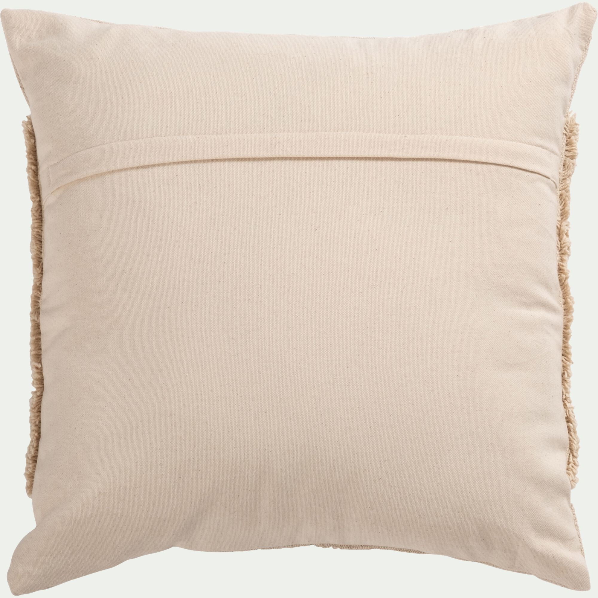 OLLIA - Coussin motifs laineux en coton 45x45cm - naturel