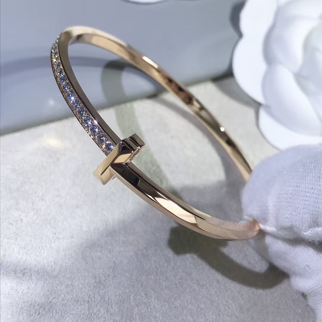 Tiffany T1 Narrow Diamond Hinged Bangle Bracelet - Original Replica Club