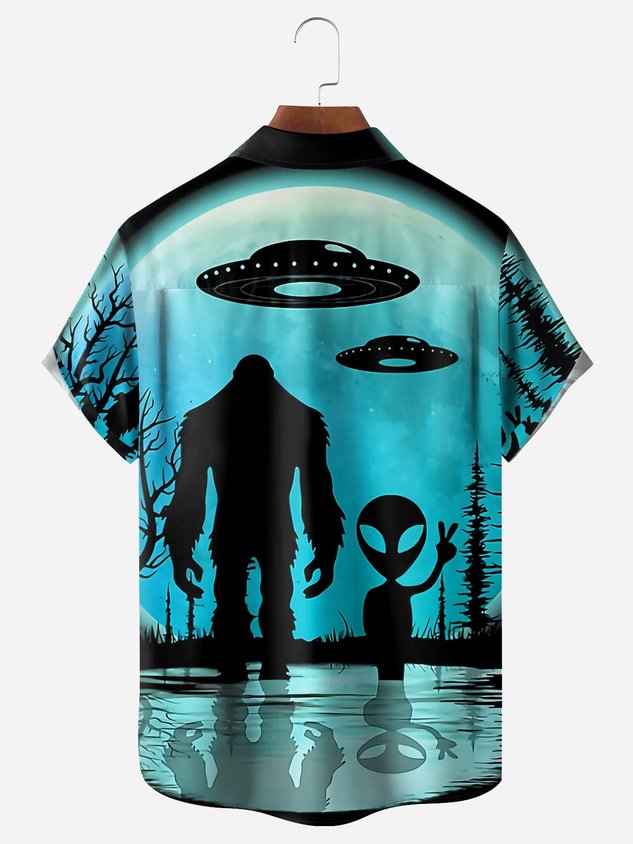 Bigfoot Alien Chest Pocket Short Sleeve Shirt