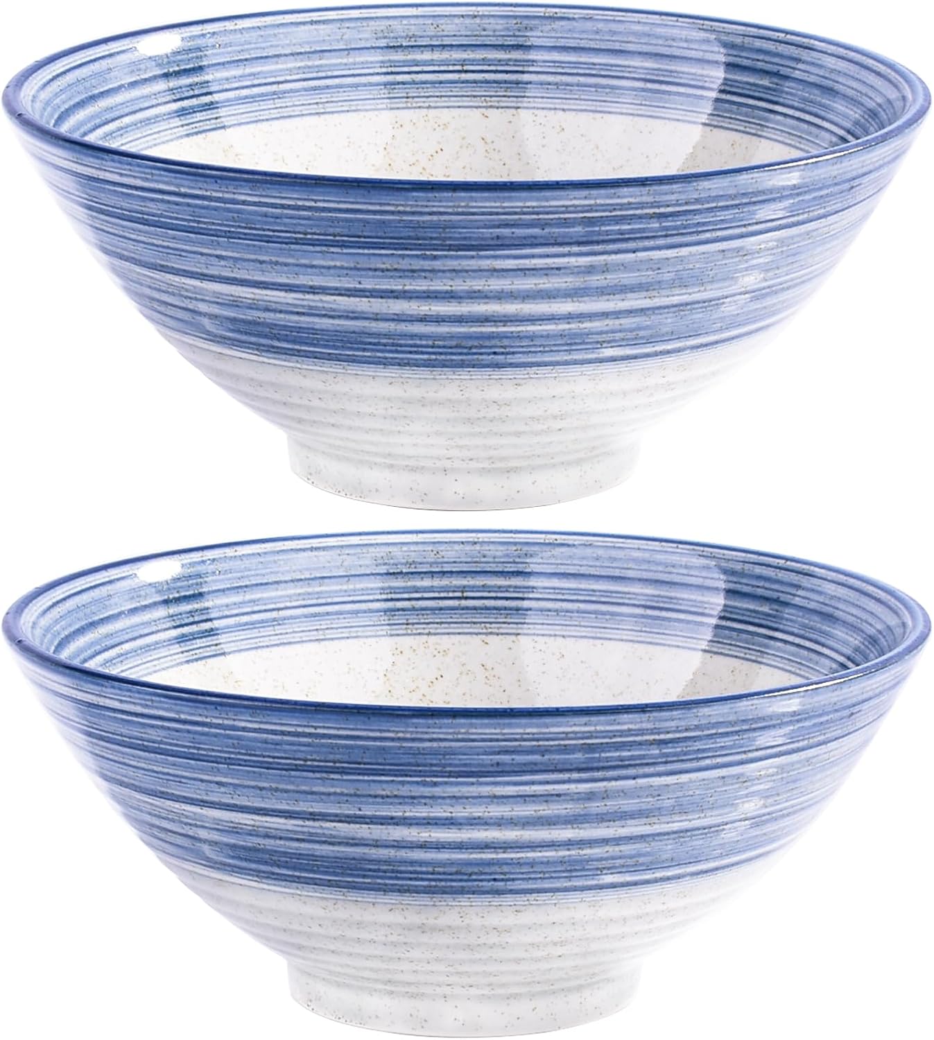 8-inch Ceramic Ramen Bowls with Fish Design, Japanese Style Soup Ramen Noodle Bowls, Set of 2, Dishwasher & Microwave Safe