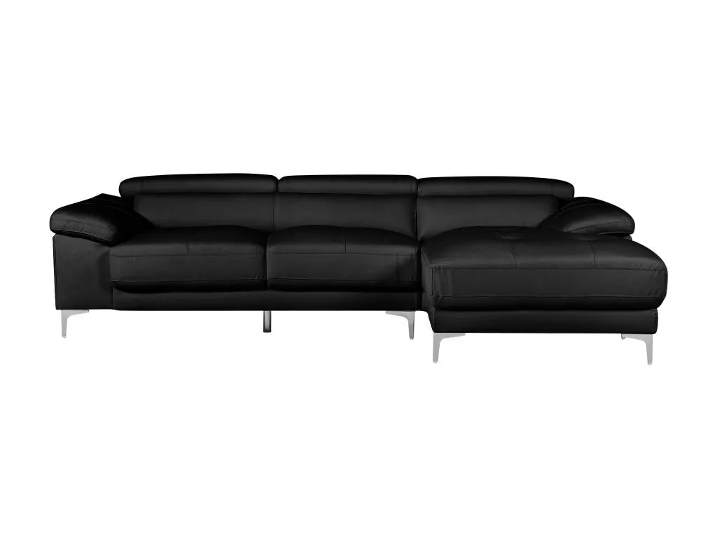 Sofá rinconero de piel Sancaldeco - Negro - Ángulo derecho 07703OWOQ