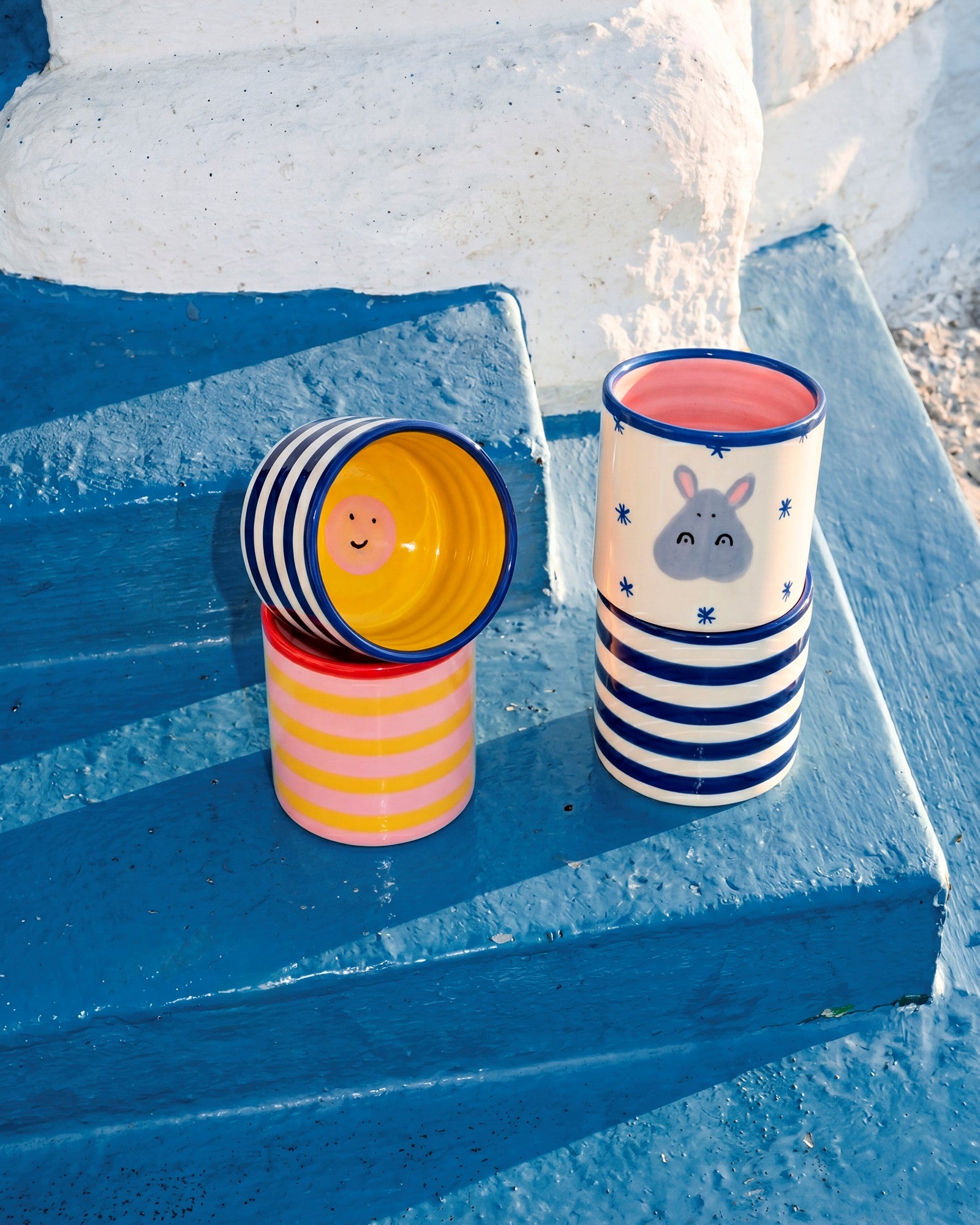 Miio Miini Becher groß Happy weiß blau