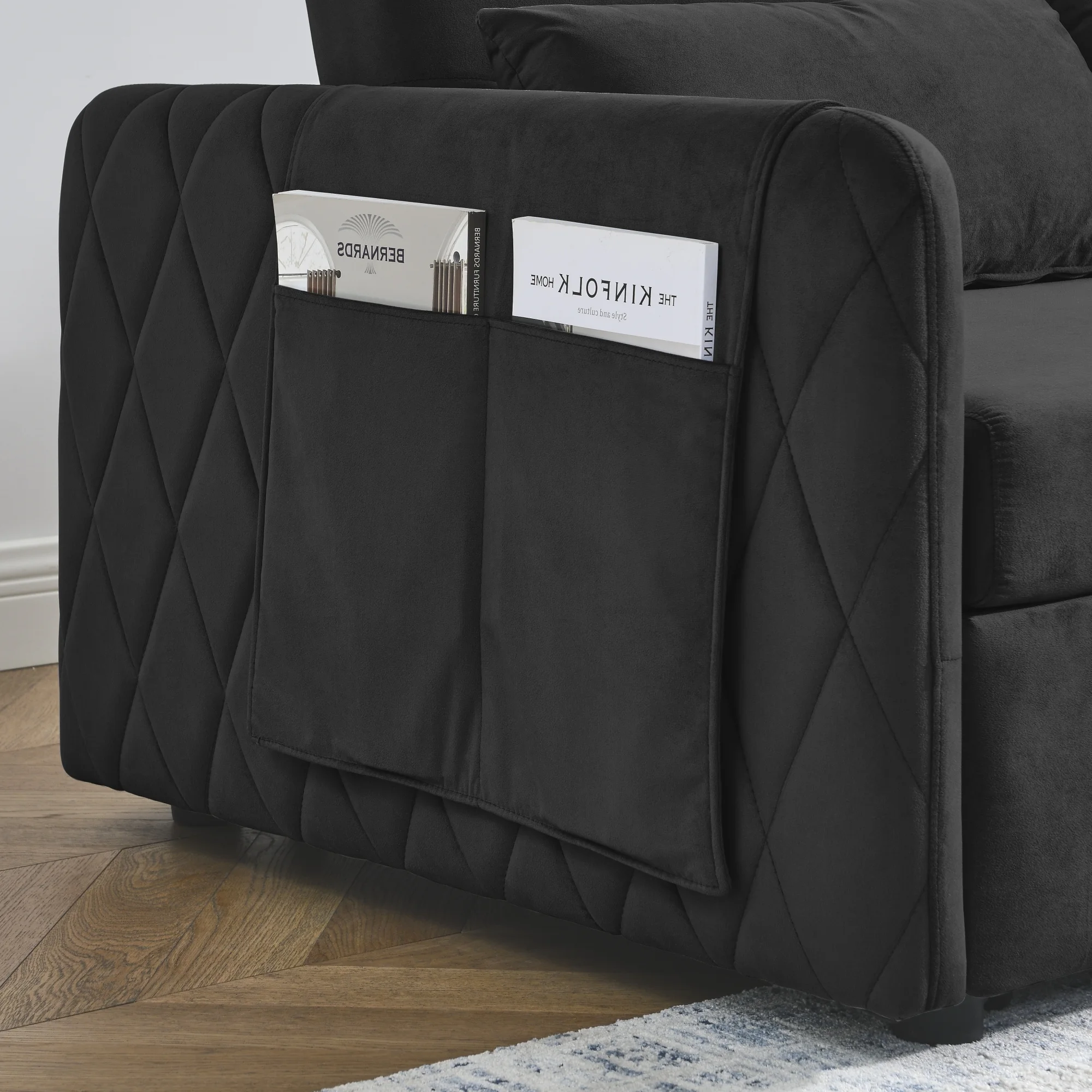 Convertible Sofa Bed,3 in 1 Sleeper Sofa with 2 Pillows and Adjustable Backrest for Living Room Office,Black - Image 2
