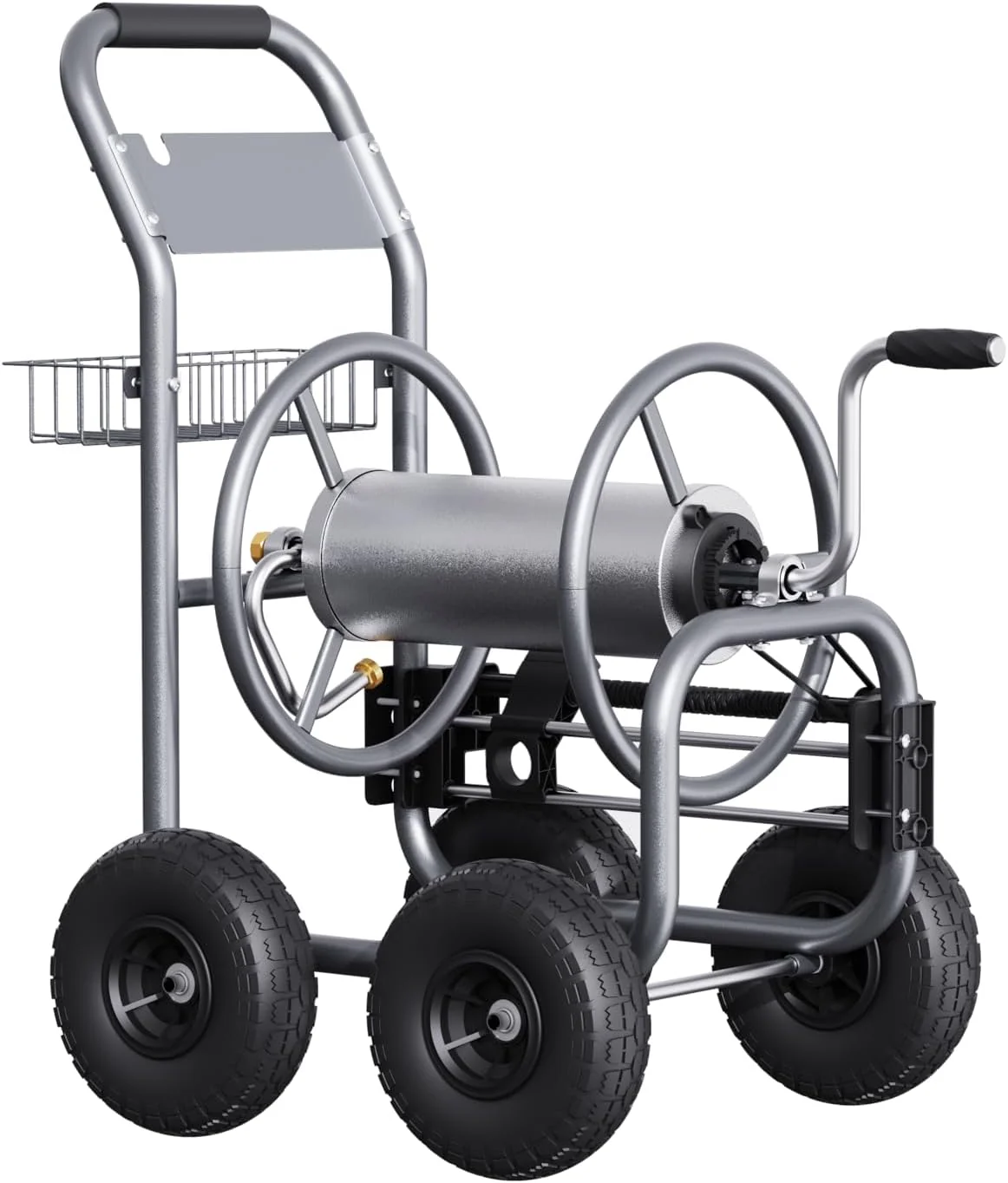 Hose Reel Cart, Hose Cart with Wheels Heavy Duty, Industrial Hose Reels for Outside, 250-Feet of 5/8" Hose Capacity, Hose Guide Pre-Installed