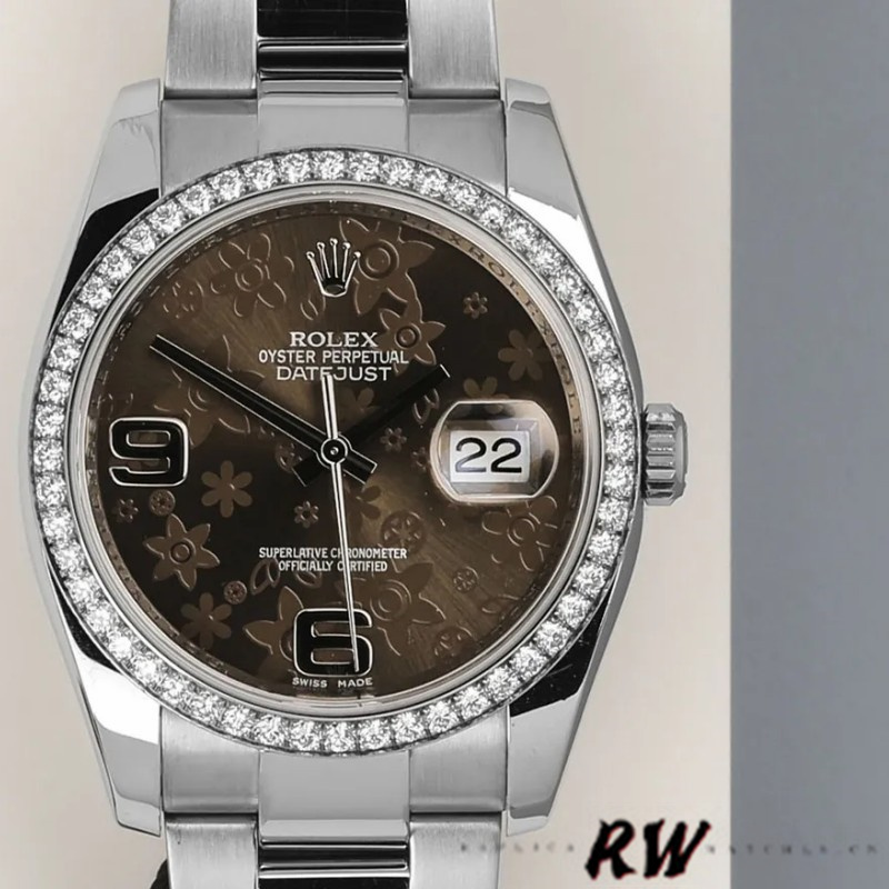 Rolex Datejust 116244 Bronze Floral Arabic Diamond Dial 36mm Unisex Replica Watch