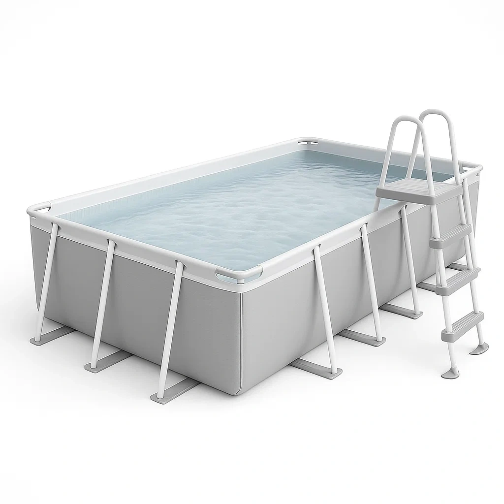 Piscina tubular rectangular 532x265x119 cm Gris/Blanco con filtro y escalera rOlZYbu190UU