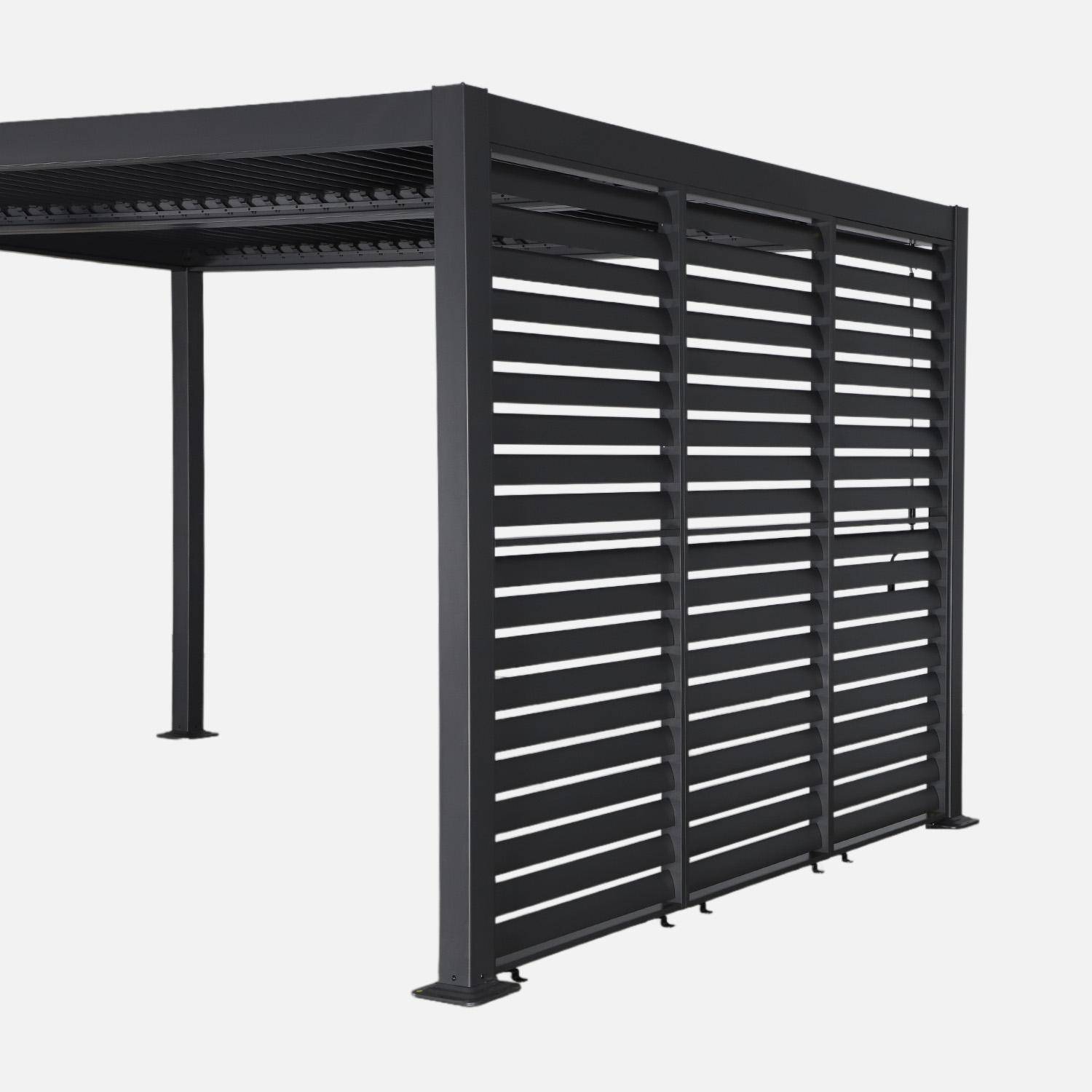 Palace 3x4m + accesorios - Pérgola bioclimática de aluminio y acero 3x4m + 3 persianas 1m