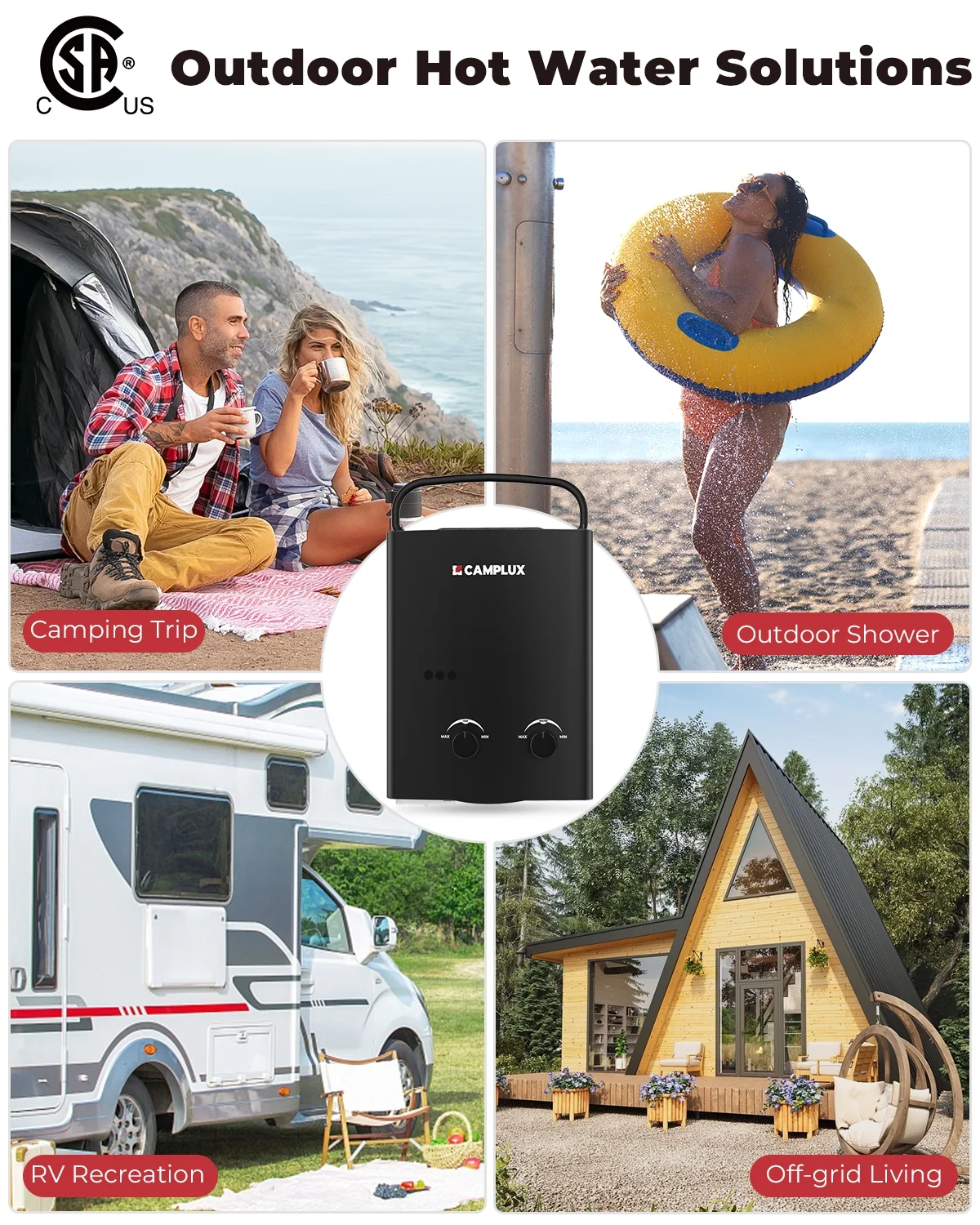 CAMPLUX Portable 1.32 GPM 34,000 BTU Propane Tankless Water Heater for Outdoor - Image 11