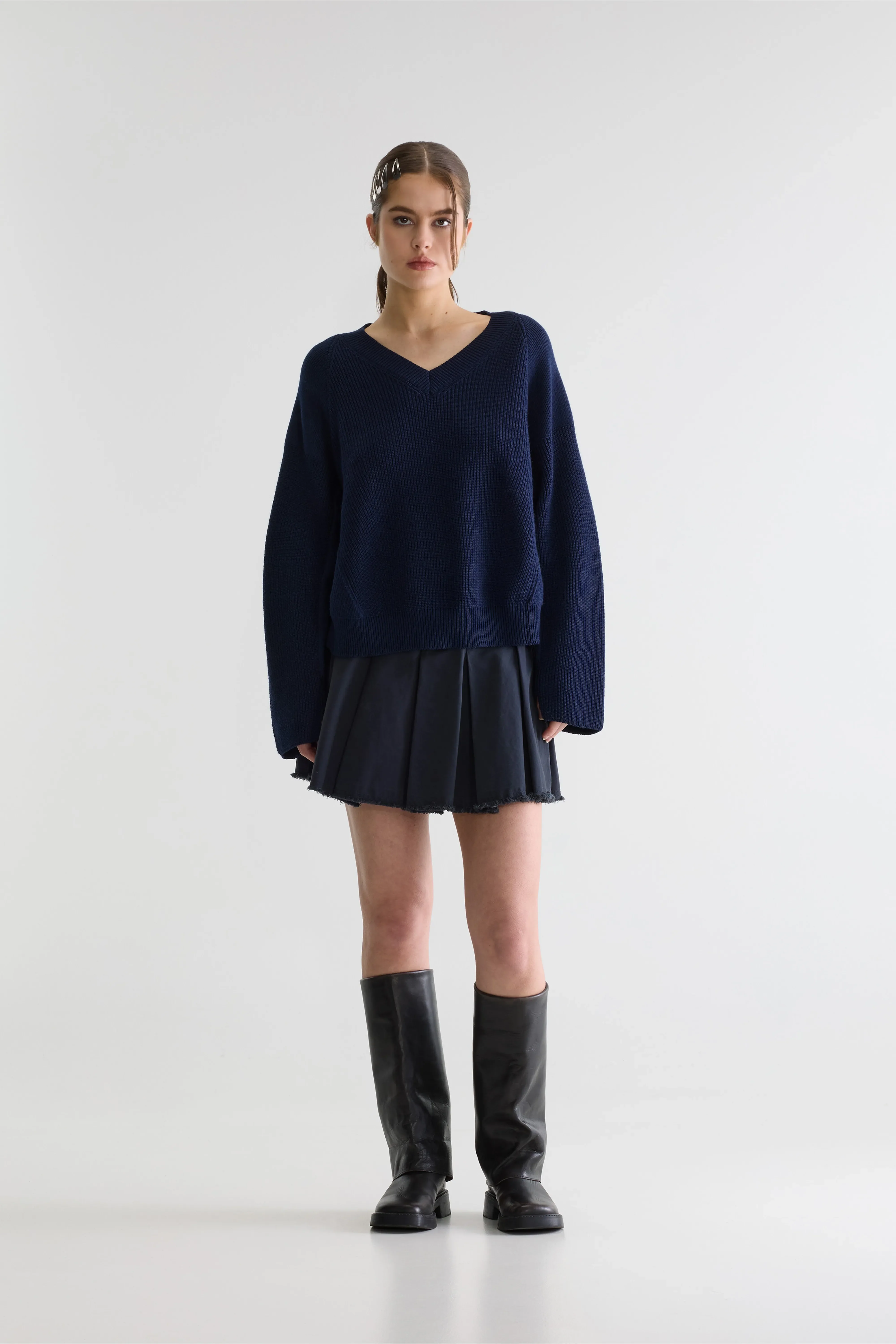 Bellerose Aoth cropped sweater (261 / W / NAVY)