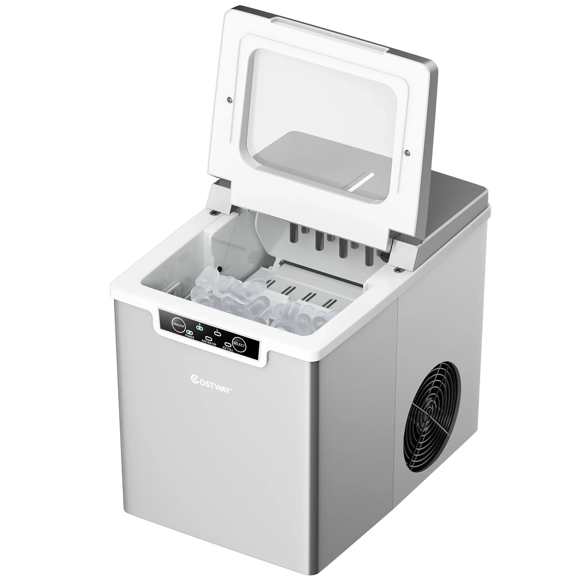 Costway Ice Maker Machine Countertop 26Lbs/24H Portable W/Scoop & Basket Silver