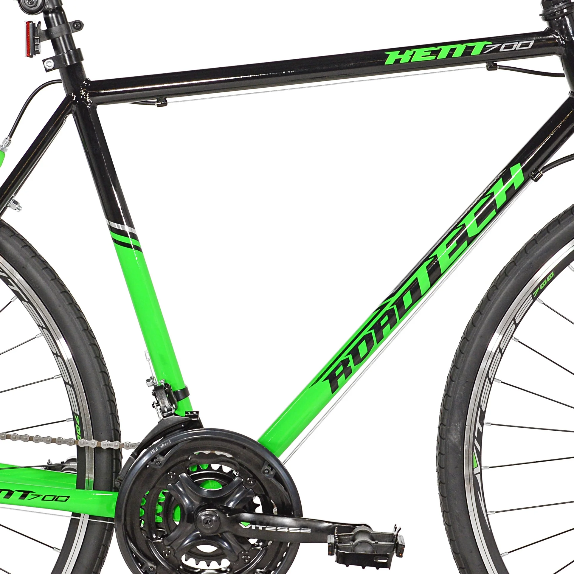 700c RoadTech Men's Bike, Black/Green - Image 6