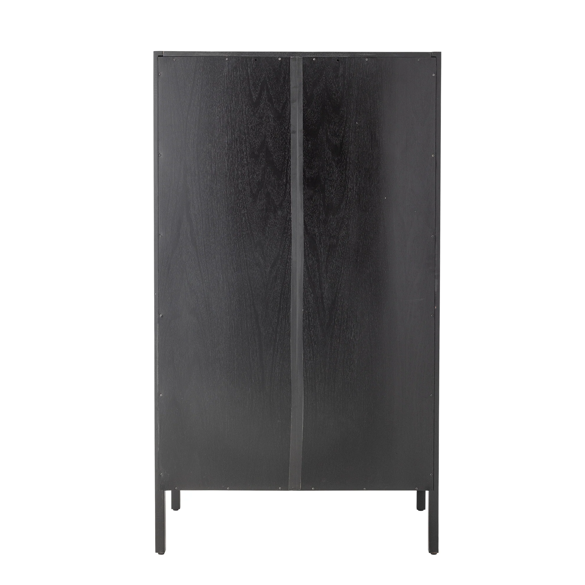 Marikka Black Cabinet, Wood & Rattan