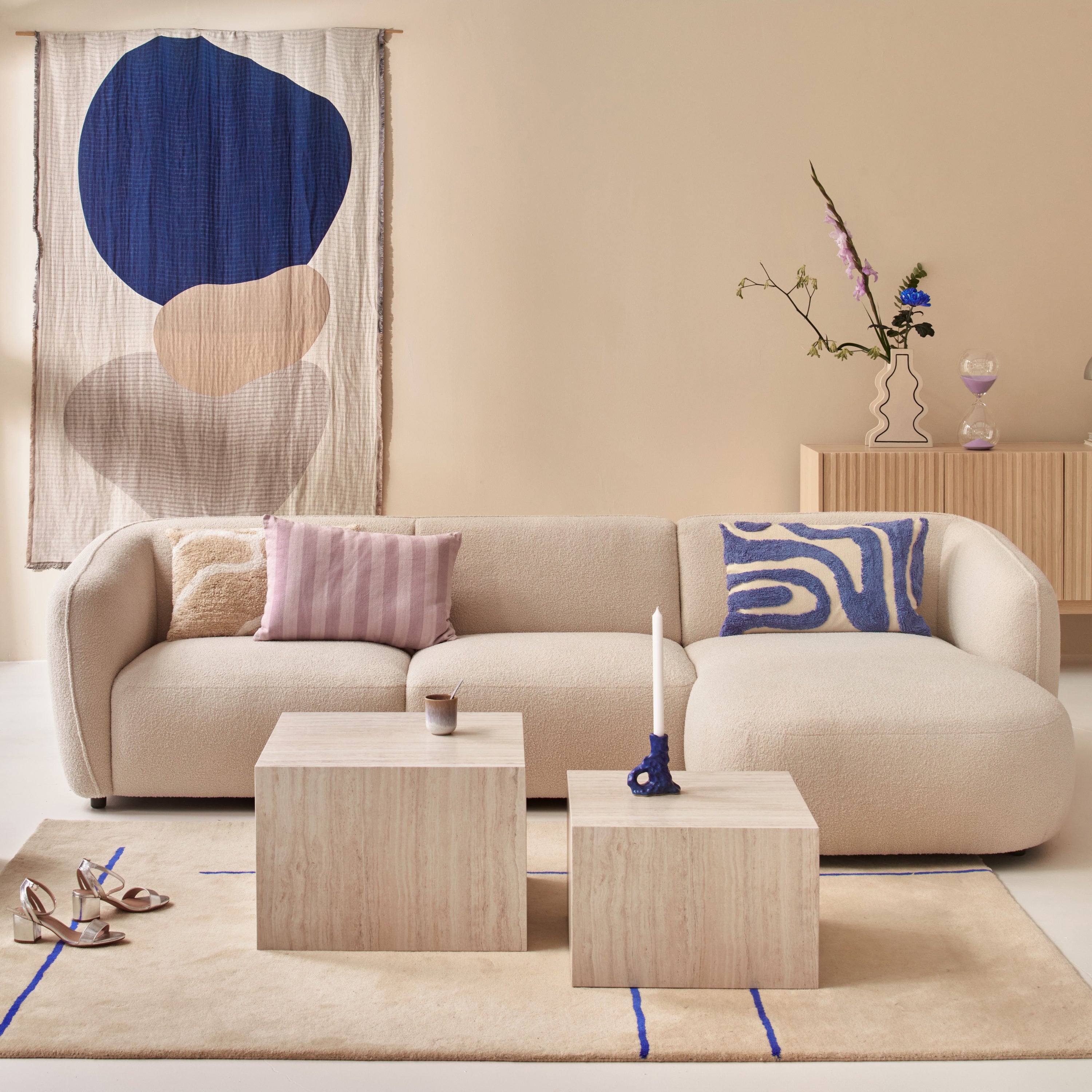 Blokker Wave Sierkussen 40 x 60 cm - Blauw