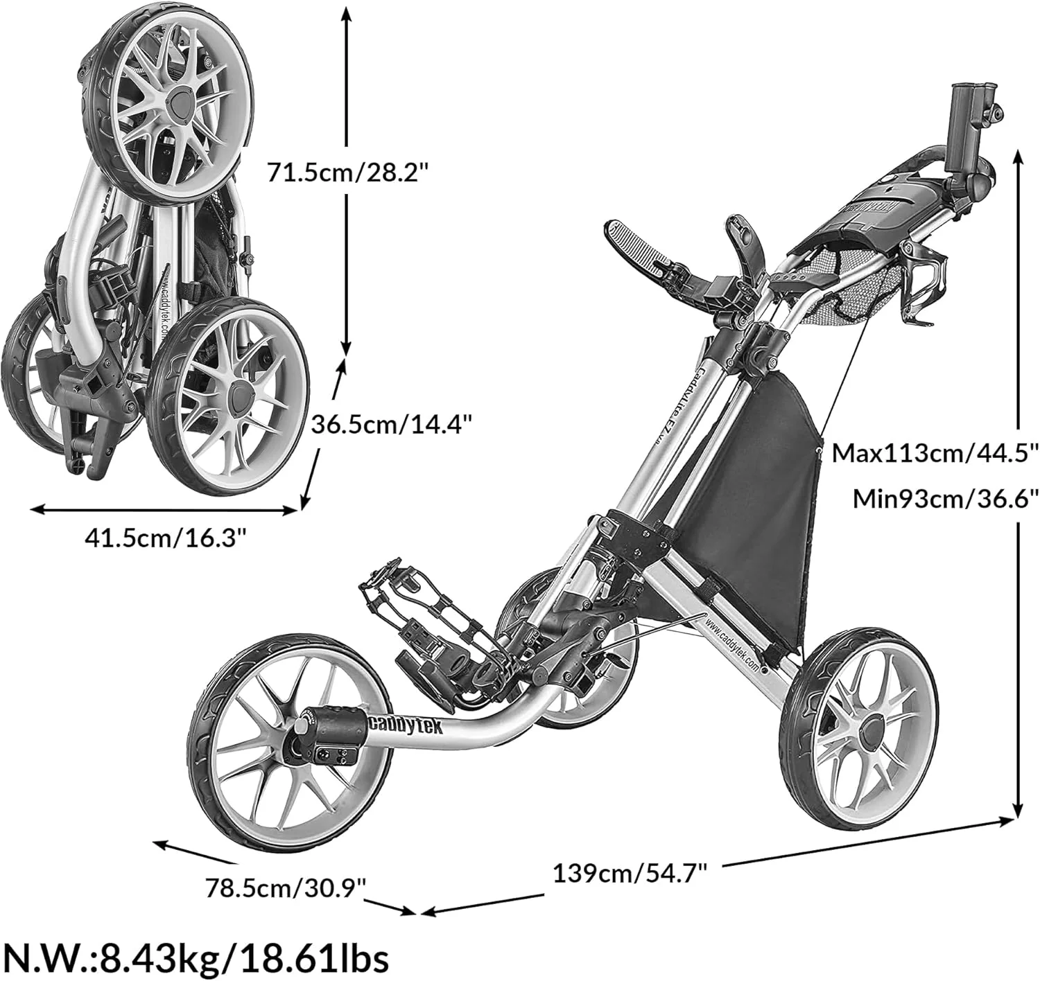 3-Wheel Foldable Golf Push Cart With Foot Brake - CaddyLite EZ V8 - Image 11 3-Wheel Foldable Golf Push Cart With Foot Brake - CaddyLite EZ V8 - Image 11