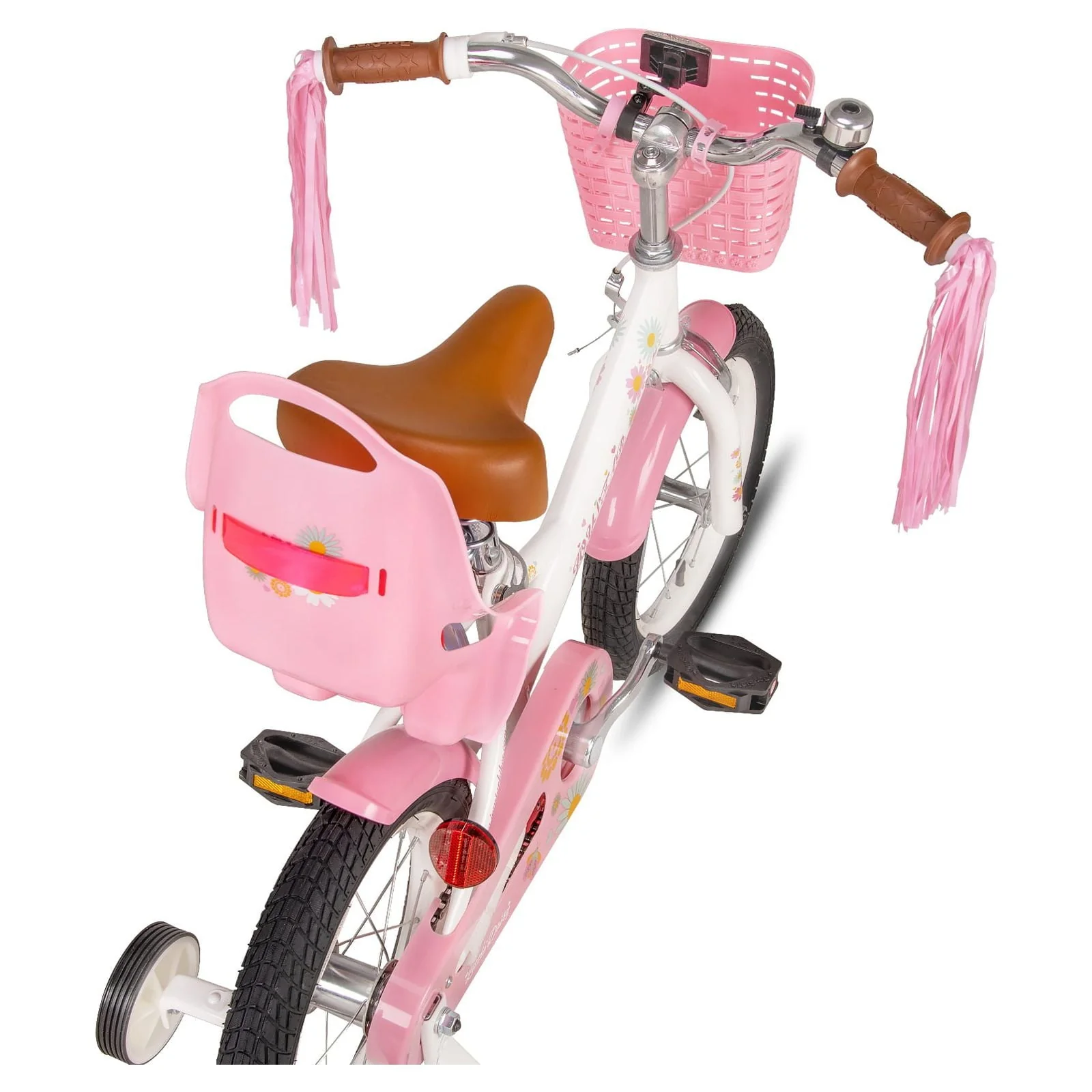 JOYSTAR Little Daisy 12 Inch Kids Bike for 2 3 4 Years Girls with Training Wheels Princess Kids Bicycle with Basket Bike Streamers Toddler Cycle Bikes White - Image 6