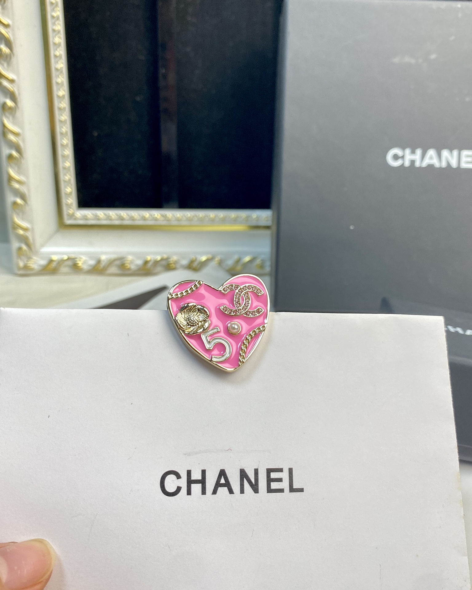 Chanel Pink Heart Brooch - Original Replica Club