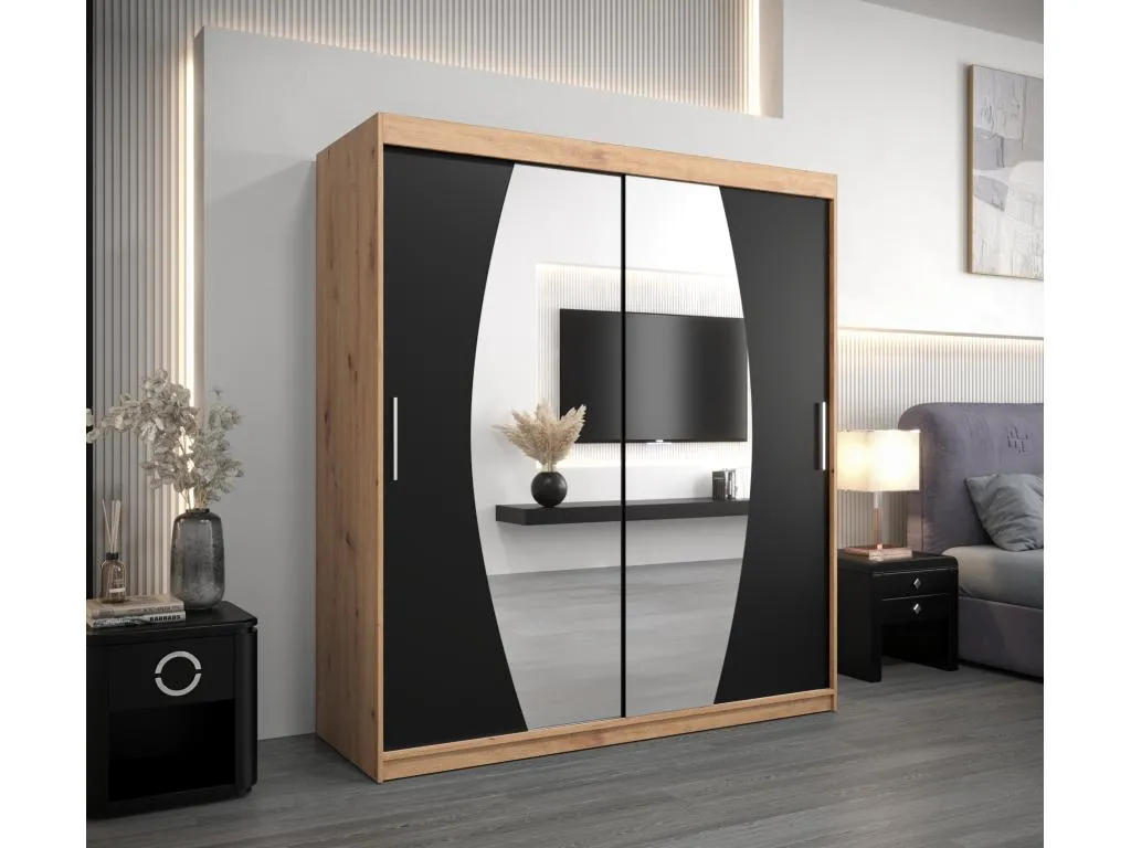Armario Luxmbls de puertas correderas 200/180/62 2 puertas (artisan/negro) 34486ITUY
