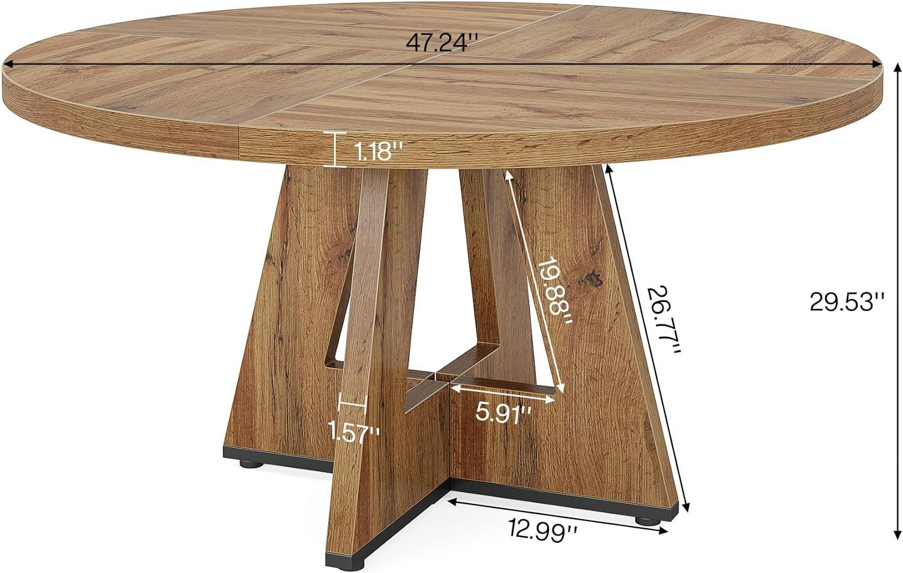 Tribesigns Round Dining Table for 4, Grey Kitchen Table 47 Inch Farmhouse Wood Kitchen Dinning Table for Kitchen Living Room - Image 21