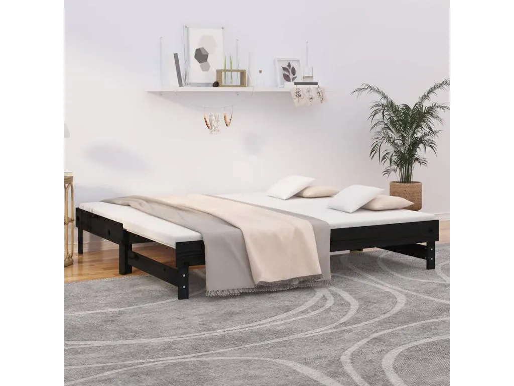Sofá cama extraíble Boverdeco maciza de Boverdeco negro 2x(75x190) cm