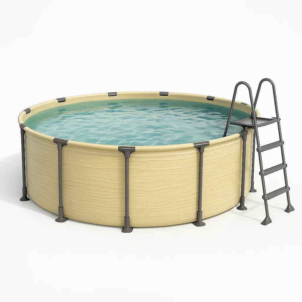 Piscina tubular redonda desmontable 448x105 cm color beige con filtro y escalera yoEhAwH294gd