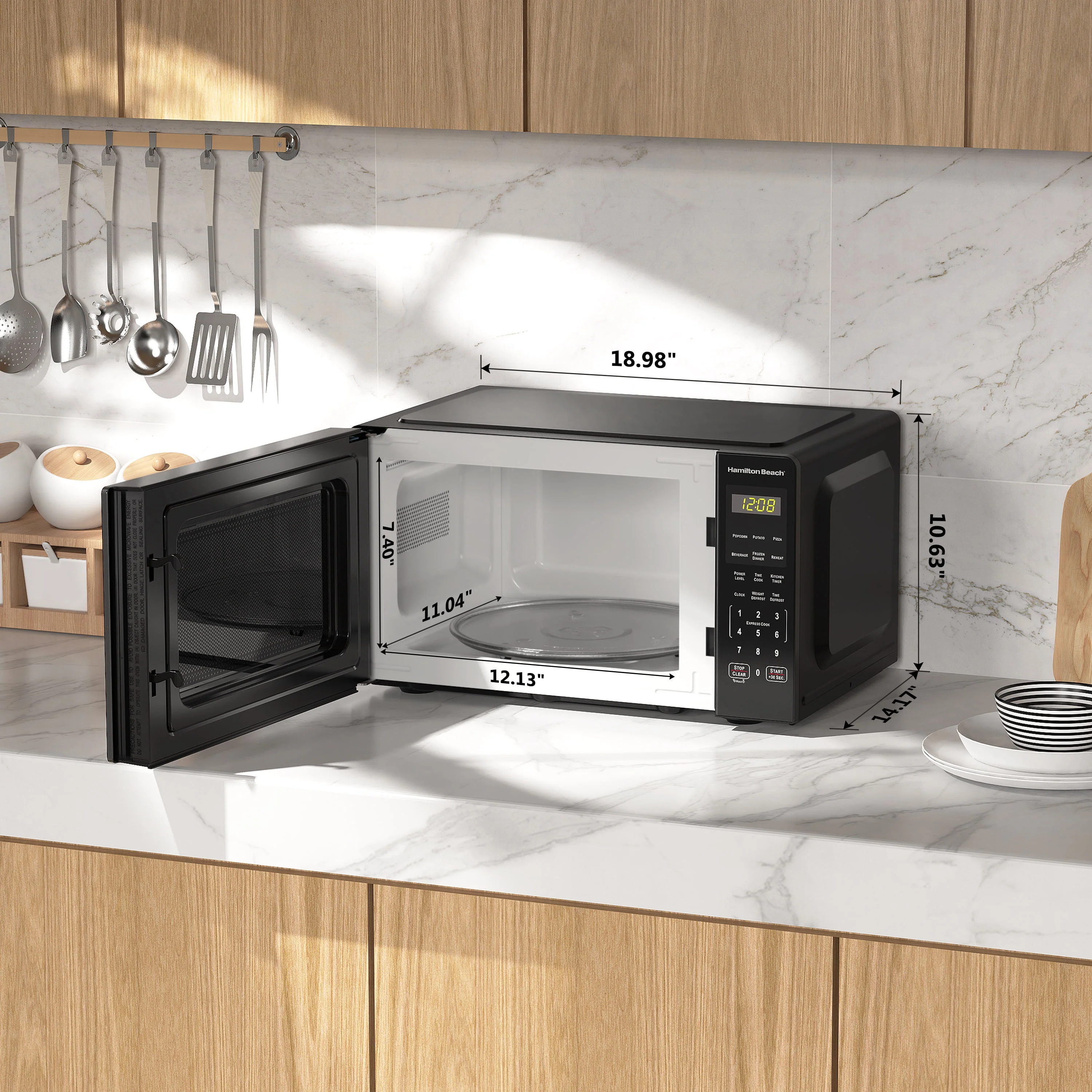 Hamilton Beach 0.9 Cu ft Countertop Microwave Oven, 900 Watts, Stainless Steel, New - Image 5