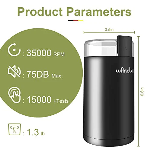 Wancle Electric Coffee Grinder, Quiet Spice Grinder, One Touch Coffee Mill for Beans