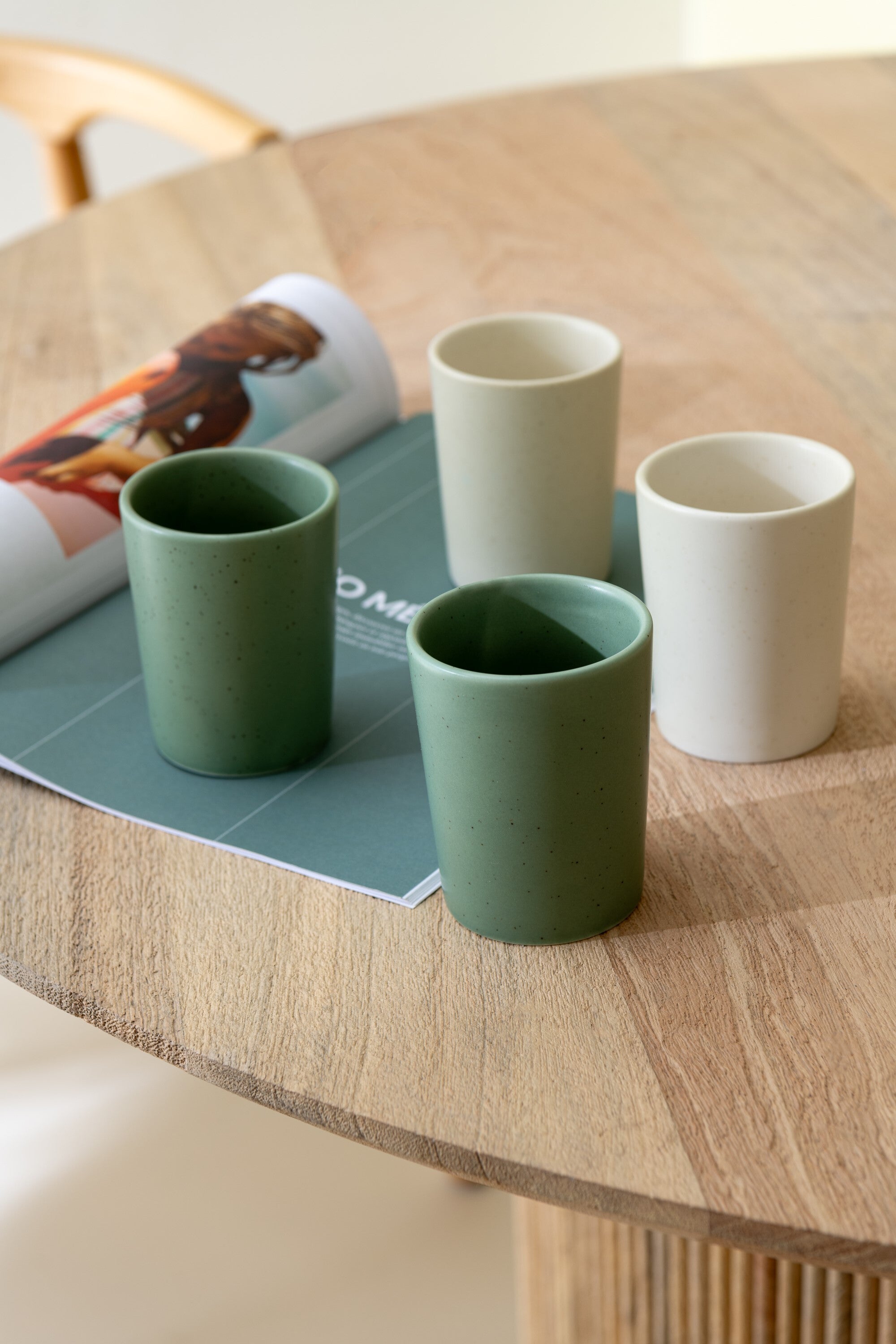 J-Line mok - keramiek - groen wit - doos van 4