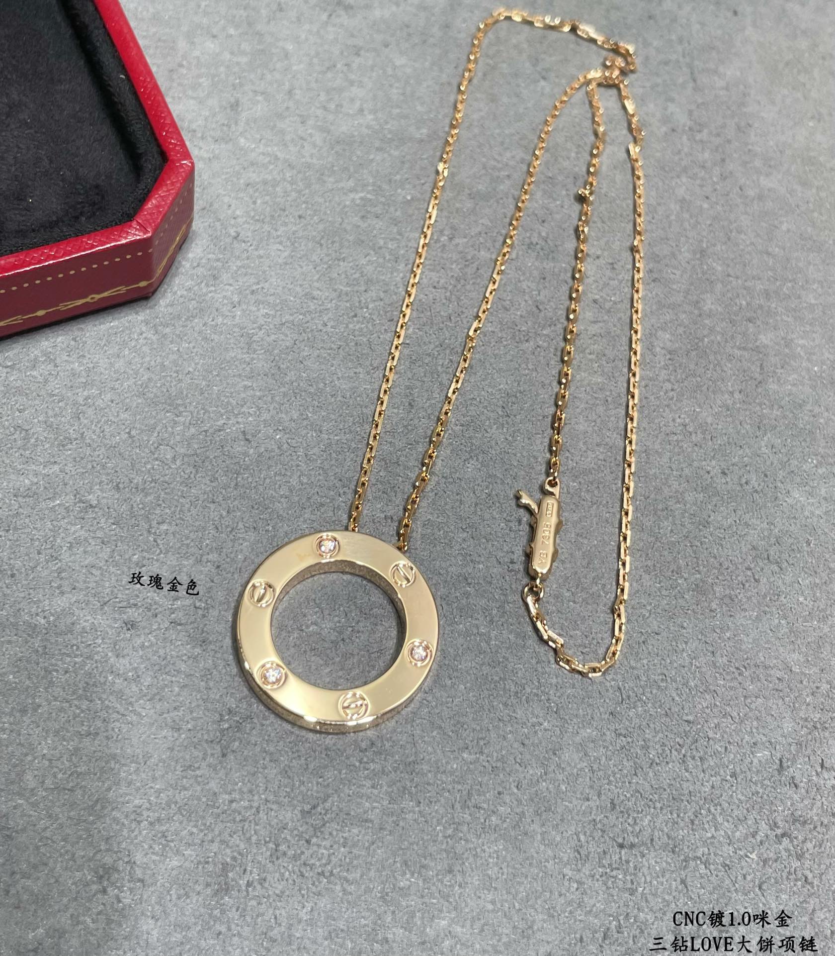 Cartier 3 Diamonds Paved Trinity Pendant Necklace - Original Replica Club