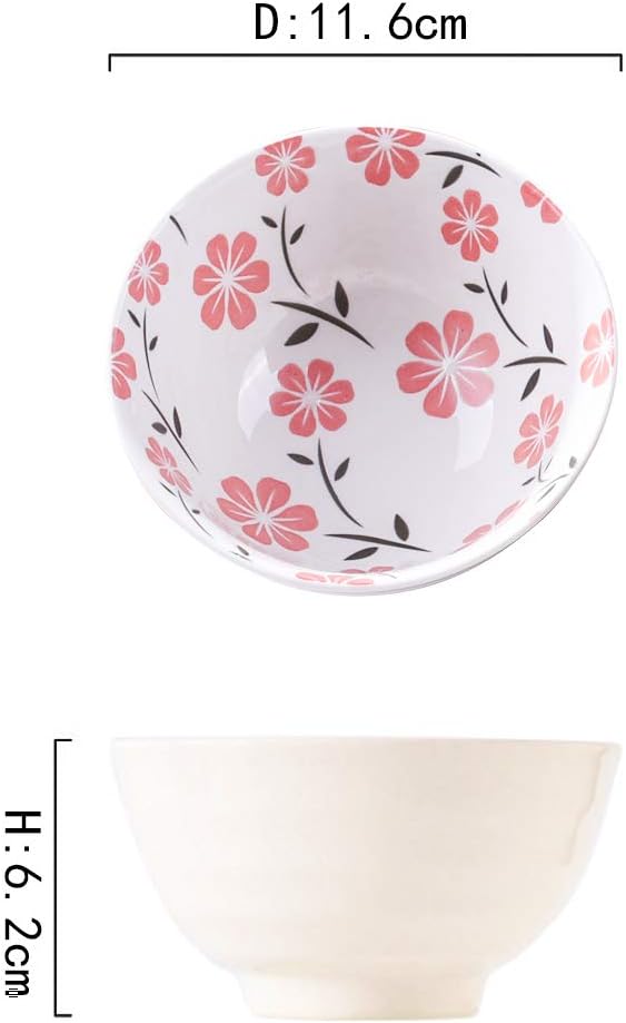 Japanese Ceramic Rice & Sushi Bowls Set – 4 Pack White Cherry Blossom Design, Microwave & Dishwasher-Safe, Elegant Dinnerware for Home, Restaurants