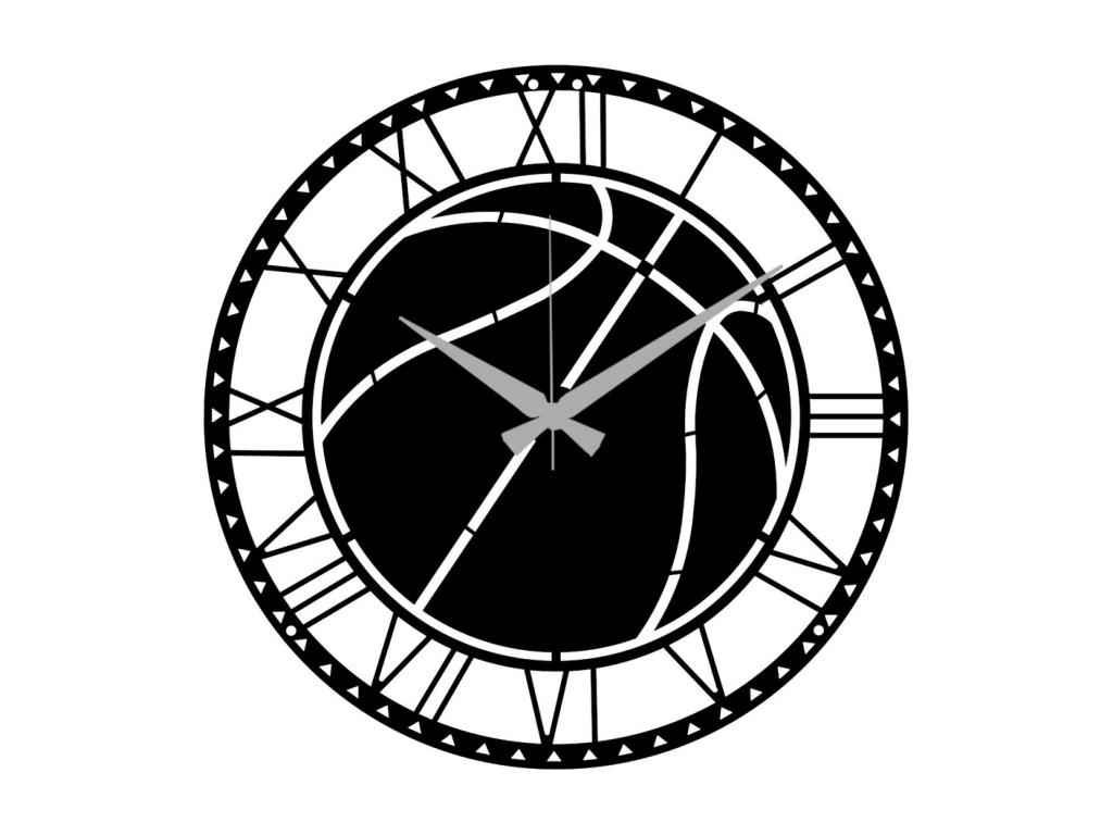 Reloj de Pared Baloncesto, Negro, 40x0,15x40 cm cm, Lujodec
