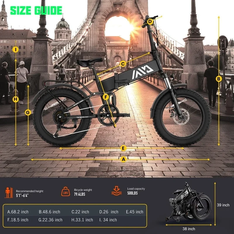 TST Foldable Electric Bike, 20in 4.0 Fat Tire, 48V 13Ah, 750W, Black - Buddy Pro - Image 3 TST Foldable Electric Bike, 20in 4.0 Fat Tire, 48V 13Ah, 750W, Black - Buddy Pro - Image 3