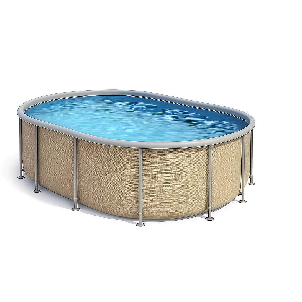 Piscina tubular ovalada 418x243x98 cm Beige/Color natural con escalera xcosUBW123mQ