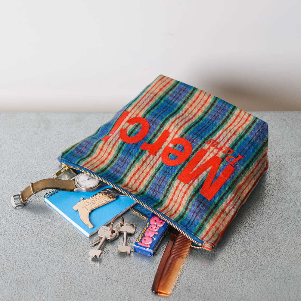 Merci - Pochette en coton -  Violet, Orange & Rouge