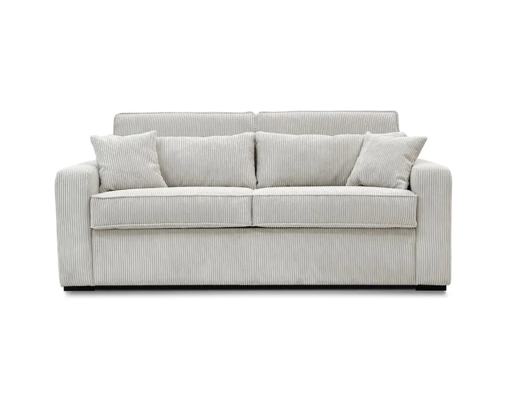 Sofá cama de 4 plazas de apertura rápida de tela color crema - Medidas de la cama 160 cm - Colchón de 14 cm - Alkifurniturees 24895EGUJ