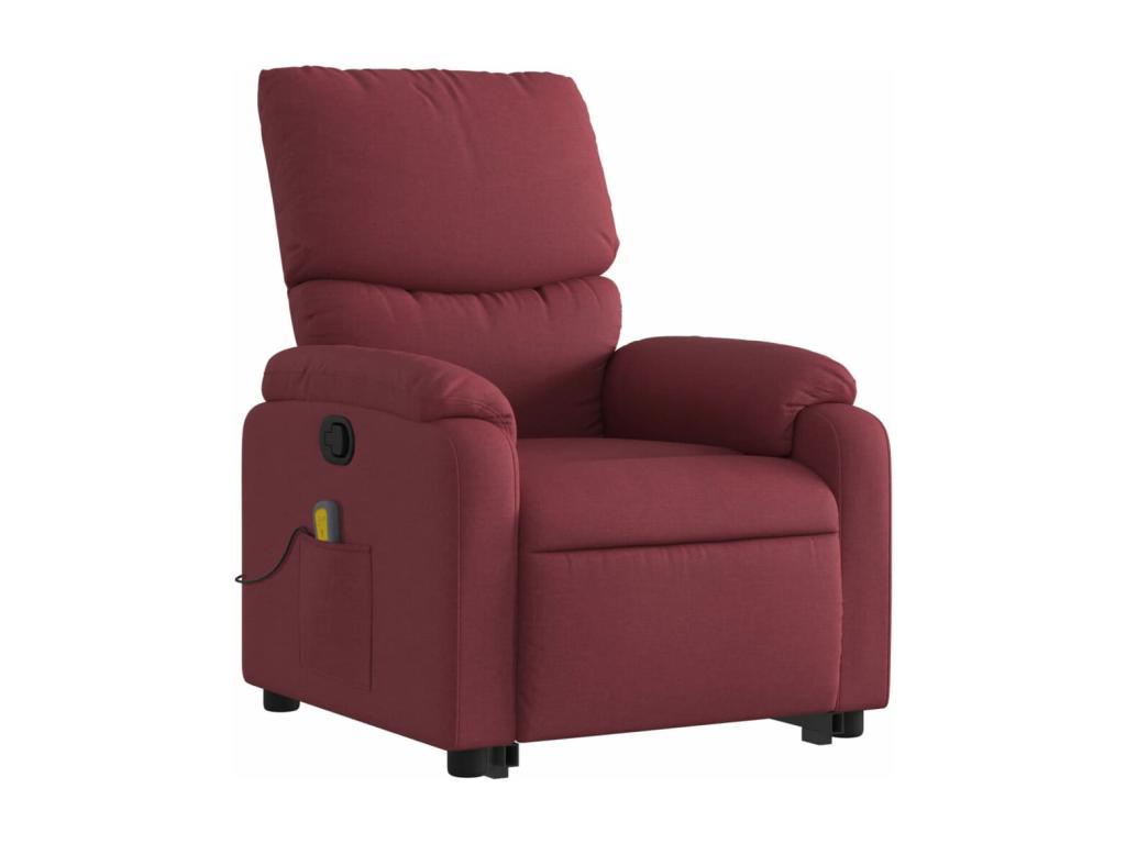 Sillón reclinable de masaje elevable tela rojo tinto