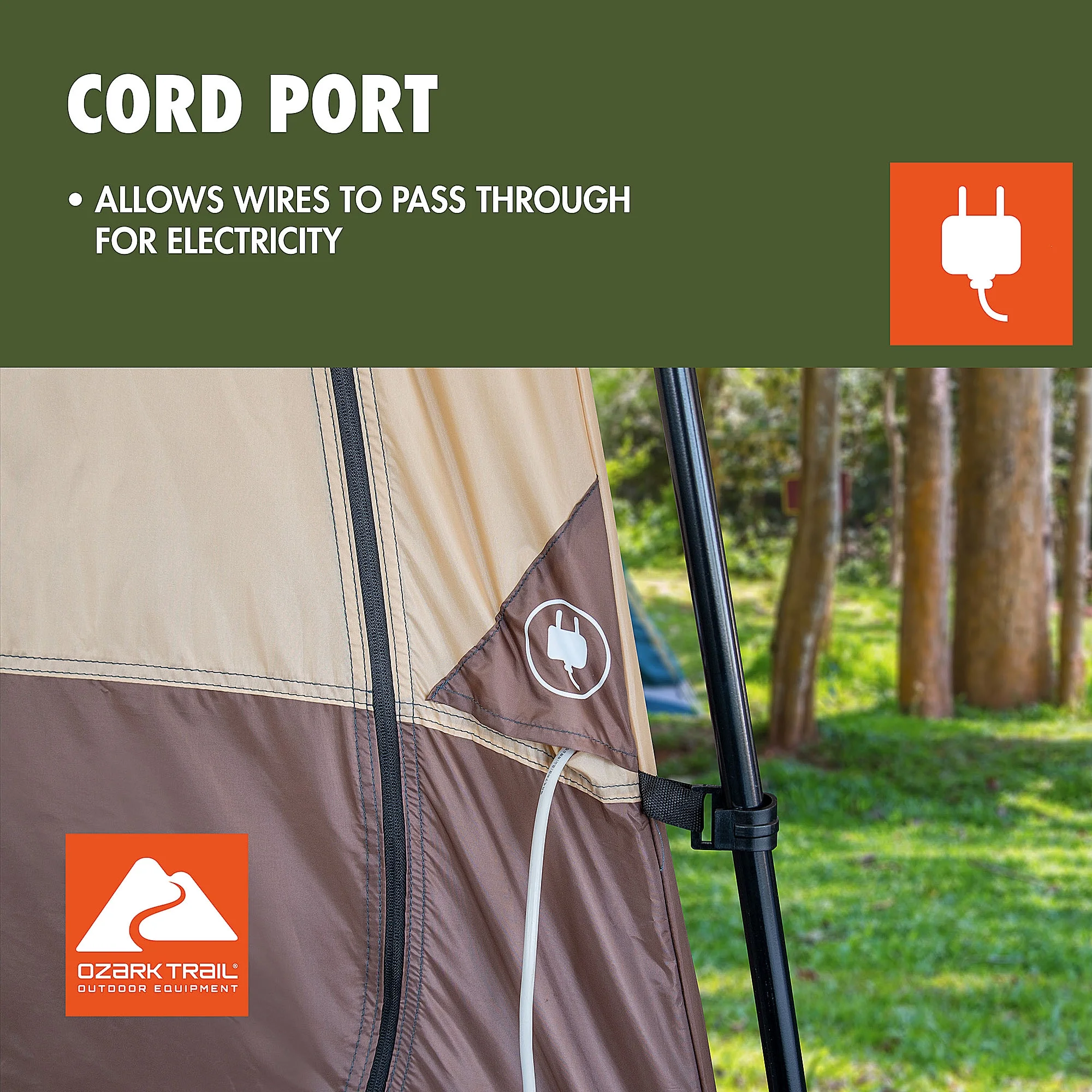 Ozark Trail 2-Room Shower & Utility Tent Combo Includes 5-Gallon Water Container, Easy Setup, Maximum Occupancy Is 2. Khaki Colour. - Image 7